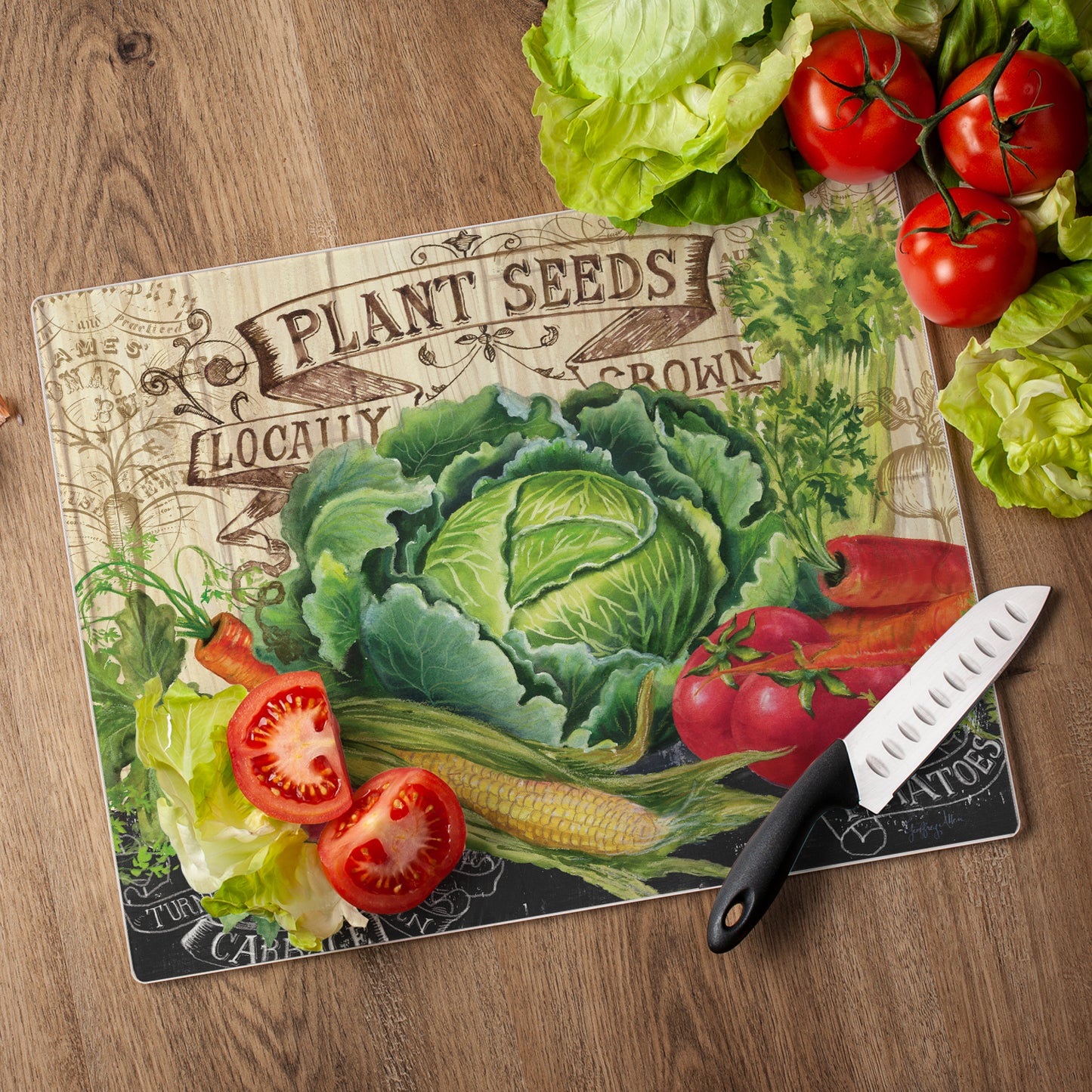 CounterArt Our Farm 3mm Tempered Glass Cutting Board 15” x 12” Manufactured in the USA