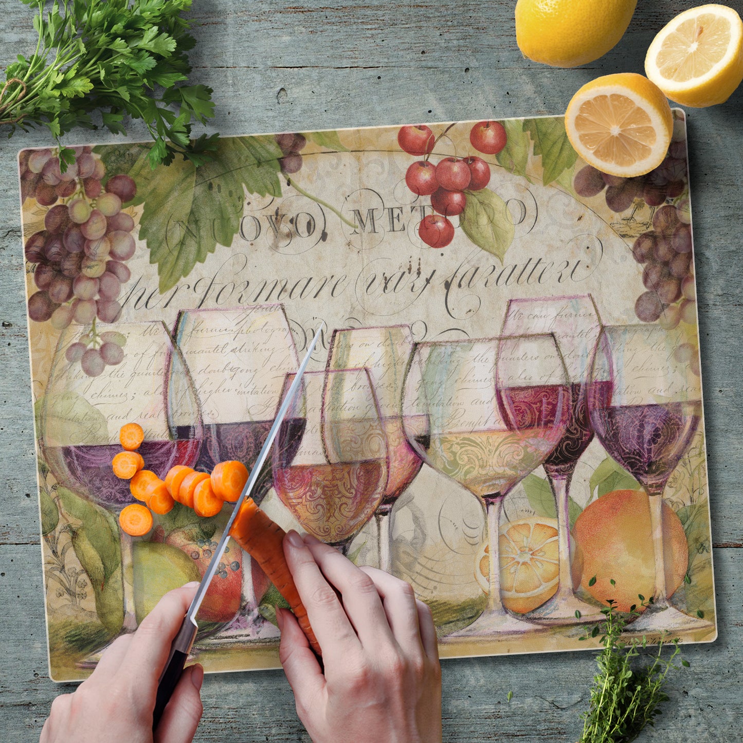 CounterArt Wine Country 3mm Tempered Glass Cutting Board 15" x 12" Manufactured in the USA
