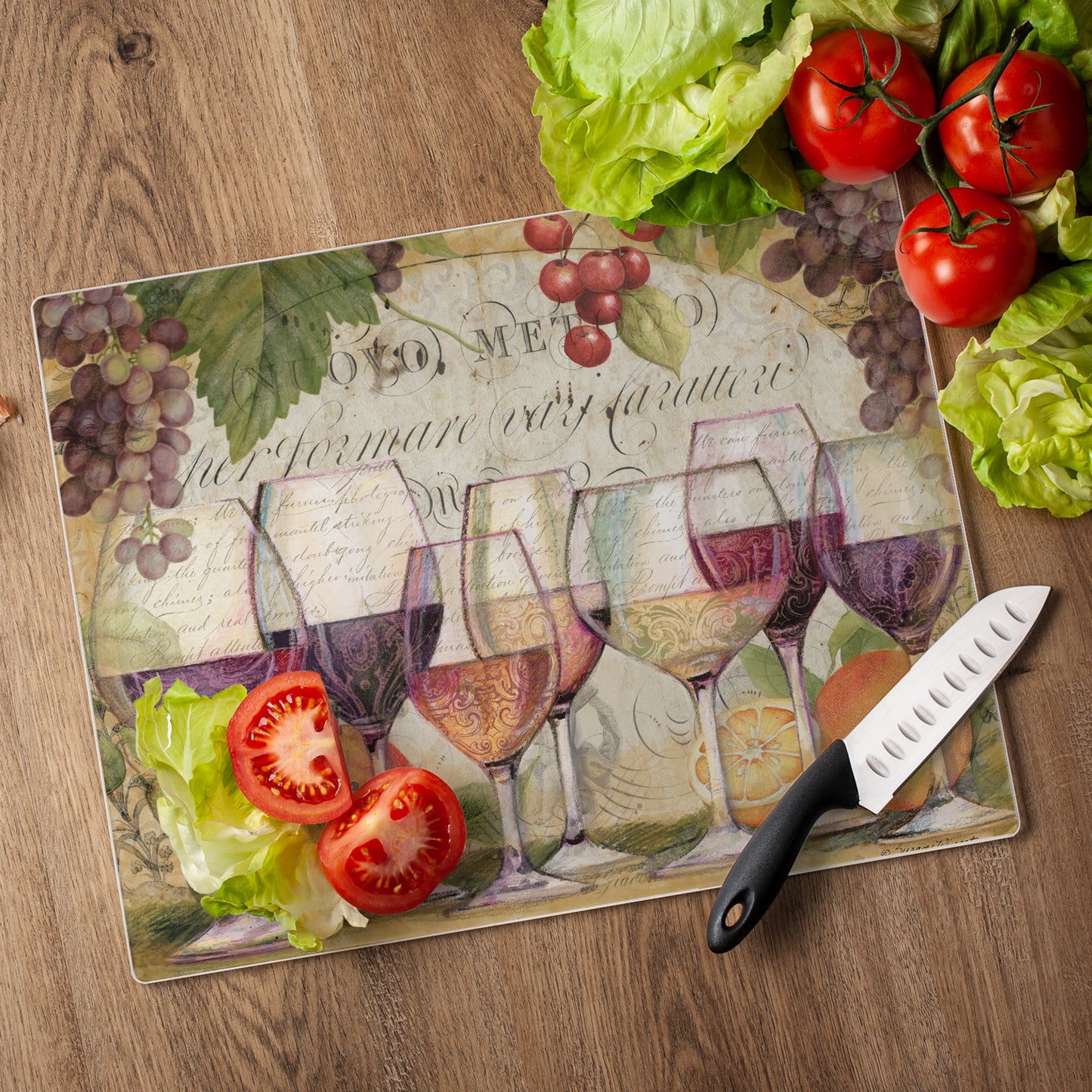 CounterArt Wine Country 3mm Tempered Glass Cutting Board 15" x 12" Manufactured in the USA