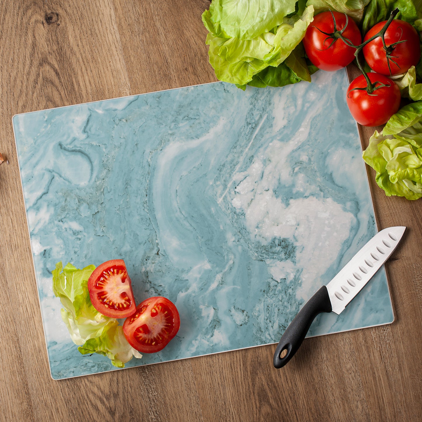 CounterArt Teal Quartz Design 3mm Tempered Glass Cutting Board 15” x 12” Manufactured in the USA