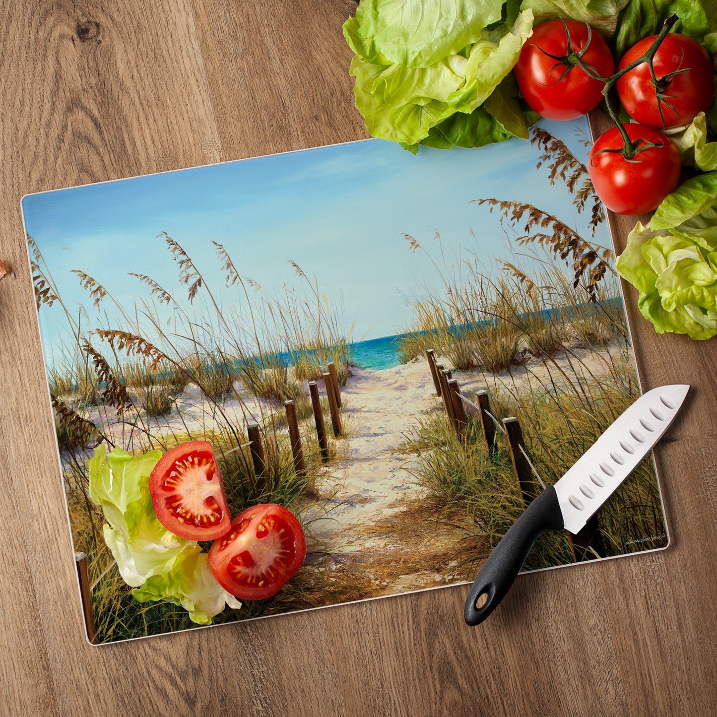 CounterArt Path to the Ocean 3mm Tempered Glass Cutting Board 15” x 12” Manufactured in the USA