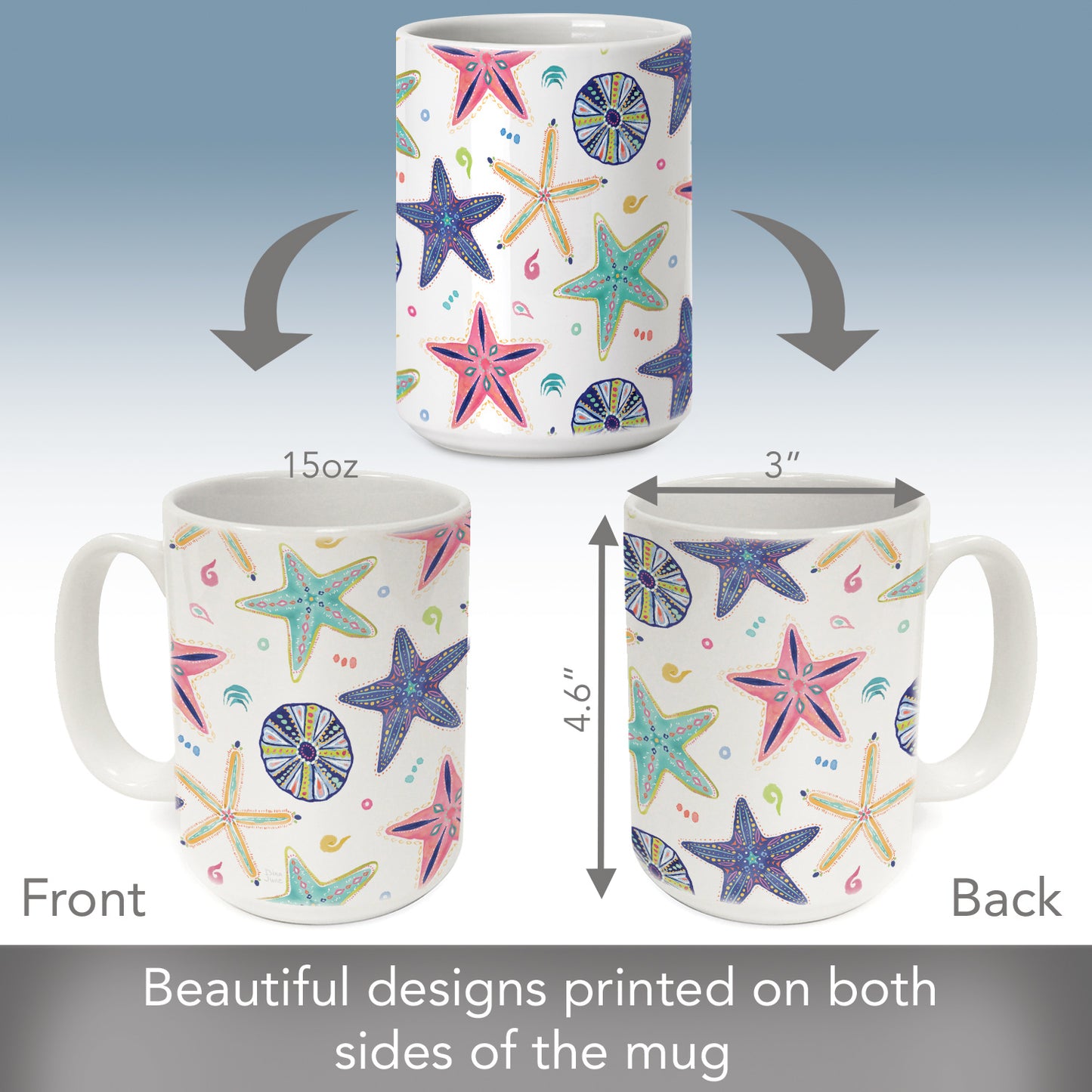Highland Home Along The Coast Large Decorative Ceramic Mug 15 oz. Manufactured in the USA