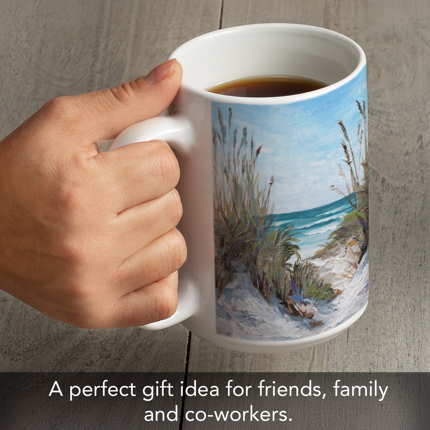 Highland Home Seascape Large Decorative Ceramic Mug 15 oz. Manufactured in the USA Dishwasher Safe Microwave Safe