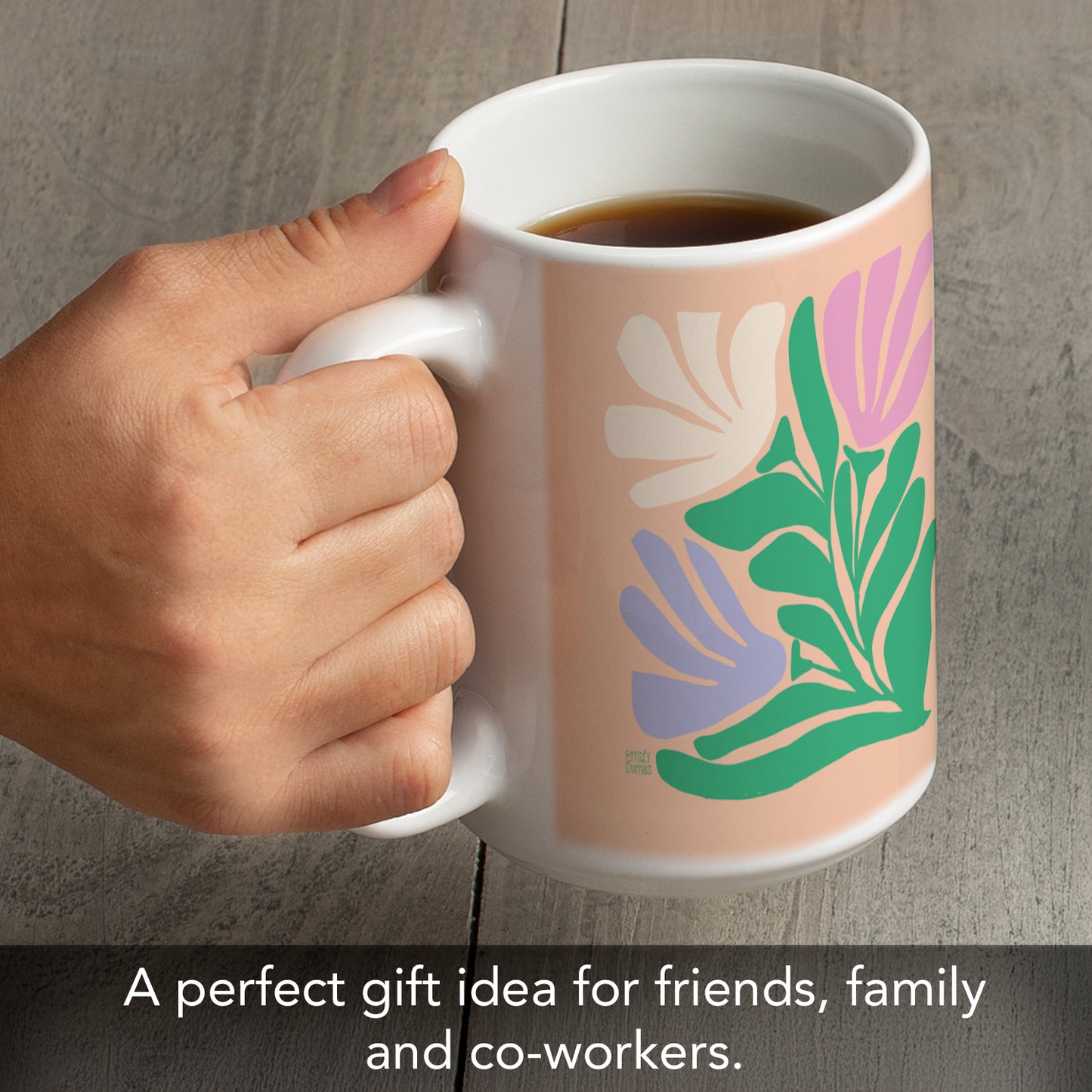 Highland Home Funky Flowers 15 oz. Ceramic Mug Manufactured in the USA Dishwasher Safe Microwave Safe