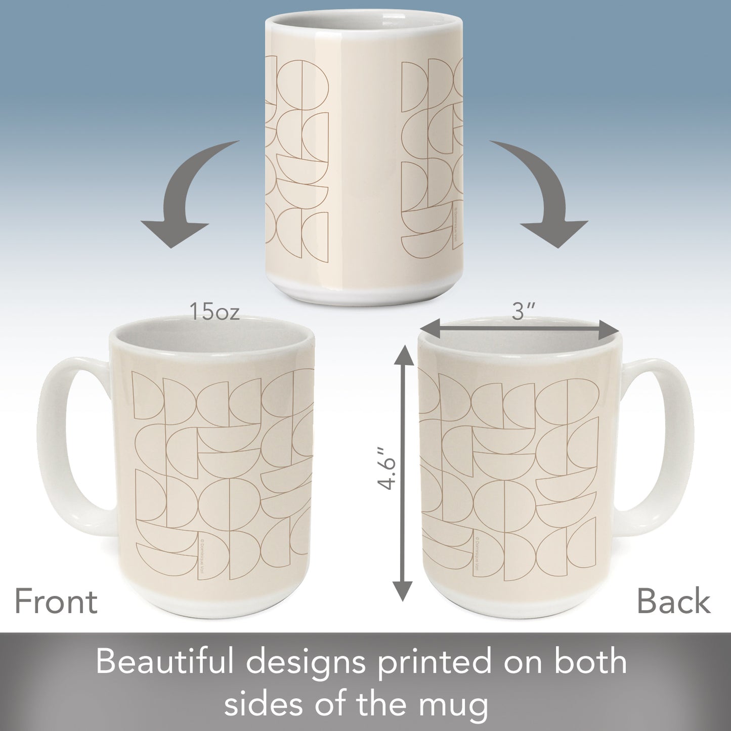 Highland Home Mocha Moon 15 oz. Ceramic Mug Manufactured in the USA Dishwasher Safe Microwave Safe