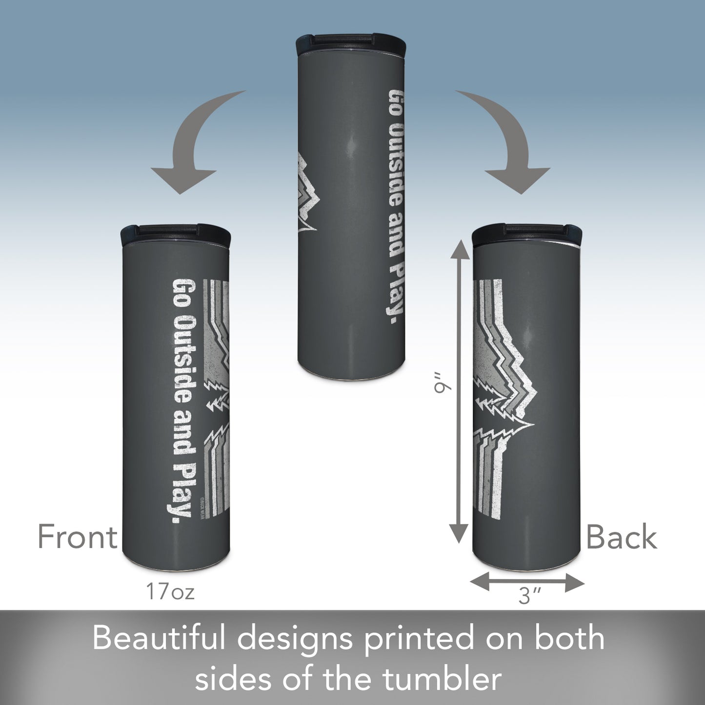 Go Outside Decorative Stainless Steel Double Wall Insulated Travel Tumbler with Lid 17 oz.