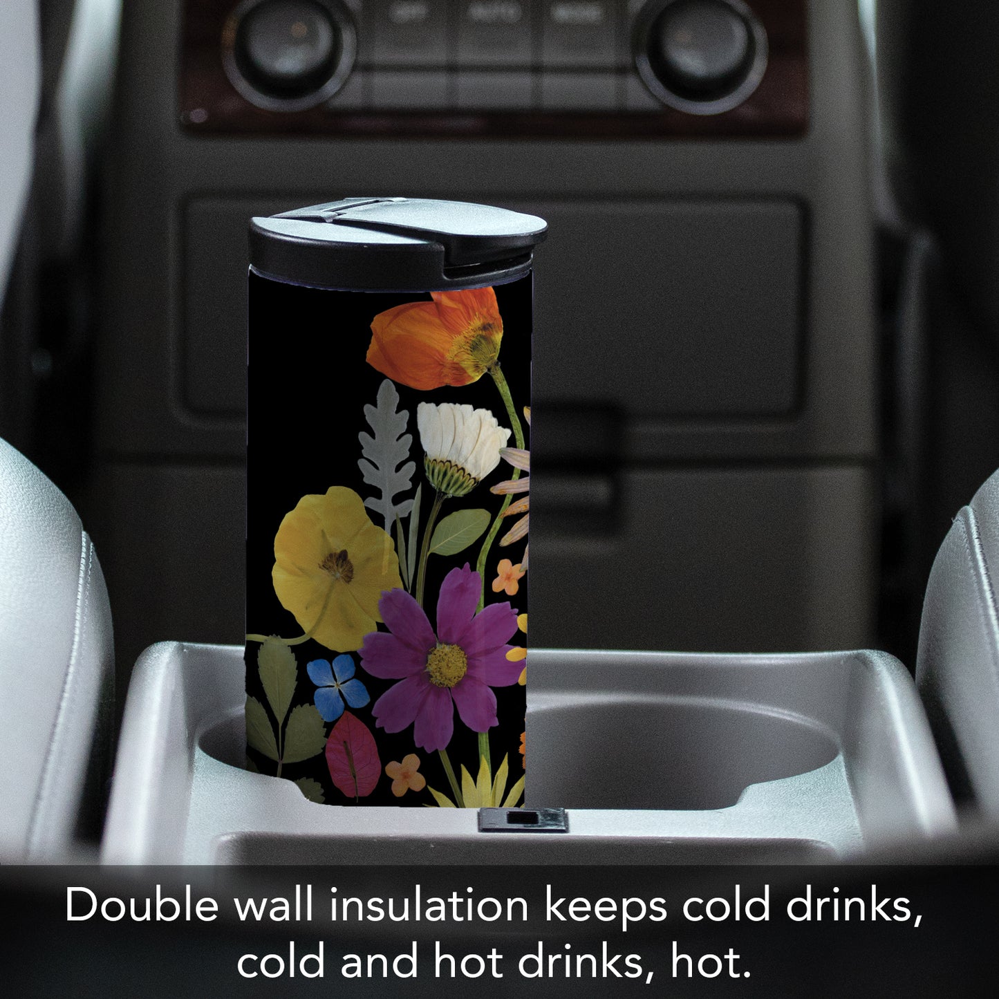 Highland Home Budding Genius Decorative Stainless Steel Double Wall Insulated Travel Tumbler with Lid 17 oz. Manufactured in the USA Dishwasher Safe