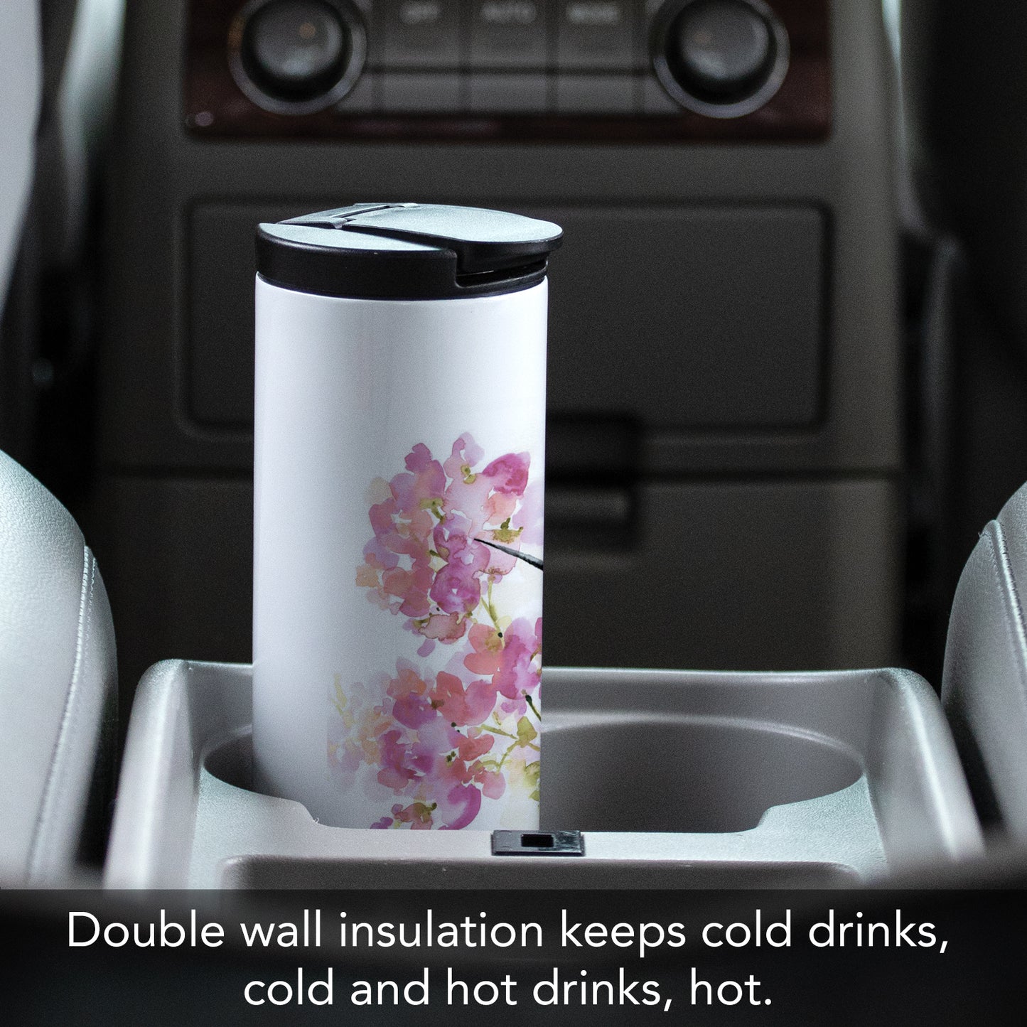 Highland Home Hummingbird Watercolor Decorative Stainless Steel Double Wall Insulated Travel Tumbler with Lid 17 oz. Manufactured in the USA Dishwasher Safe