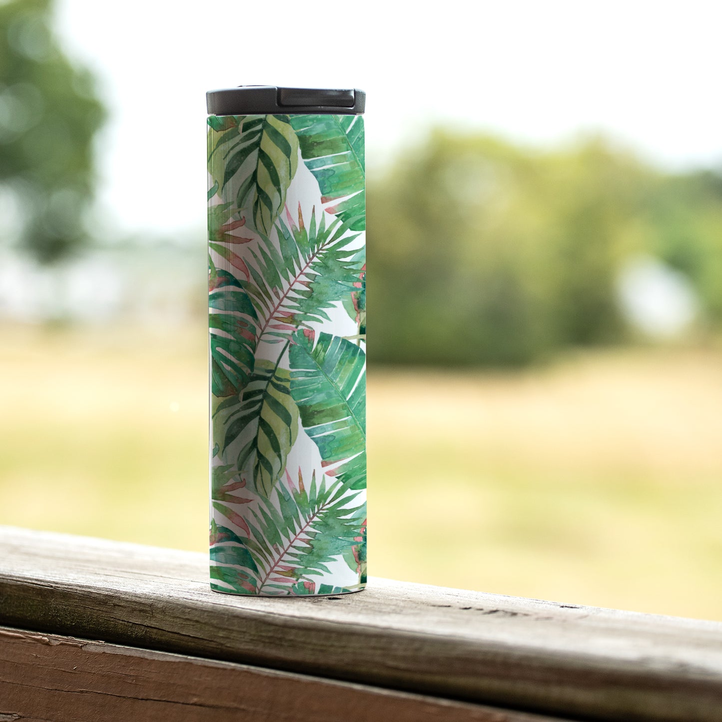 Highland Home Jungle Decorative Stainless Steel Double Wall Insulated Travel Tumbler with Lid 17 oz. Manufactured in the USA Dishwasher Safe