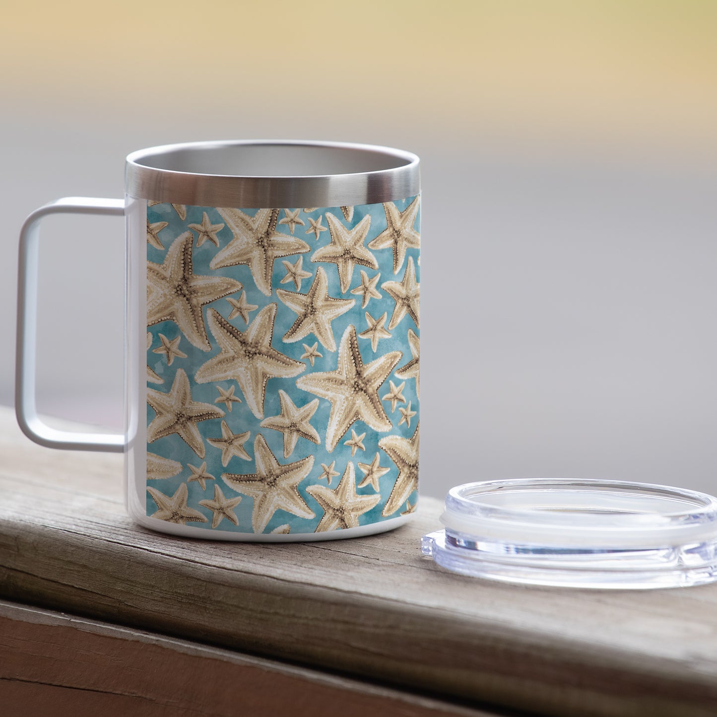 Starfish Galore Stainless Steel Travel Mug with Lid 12 oz.