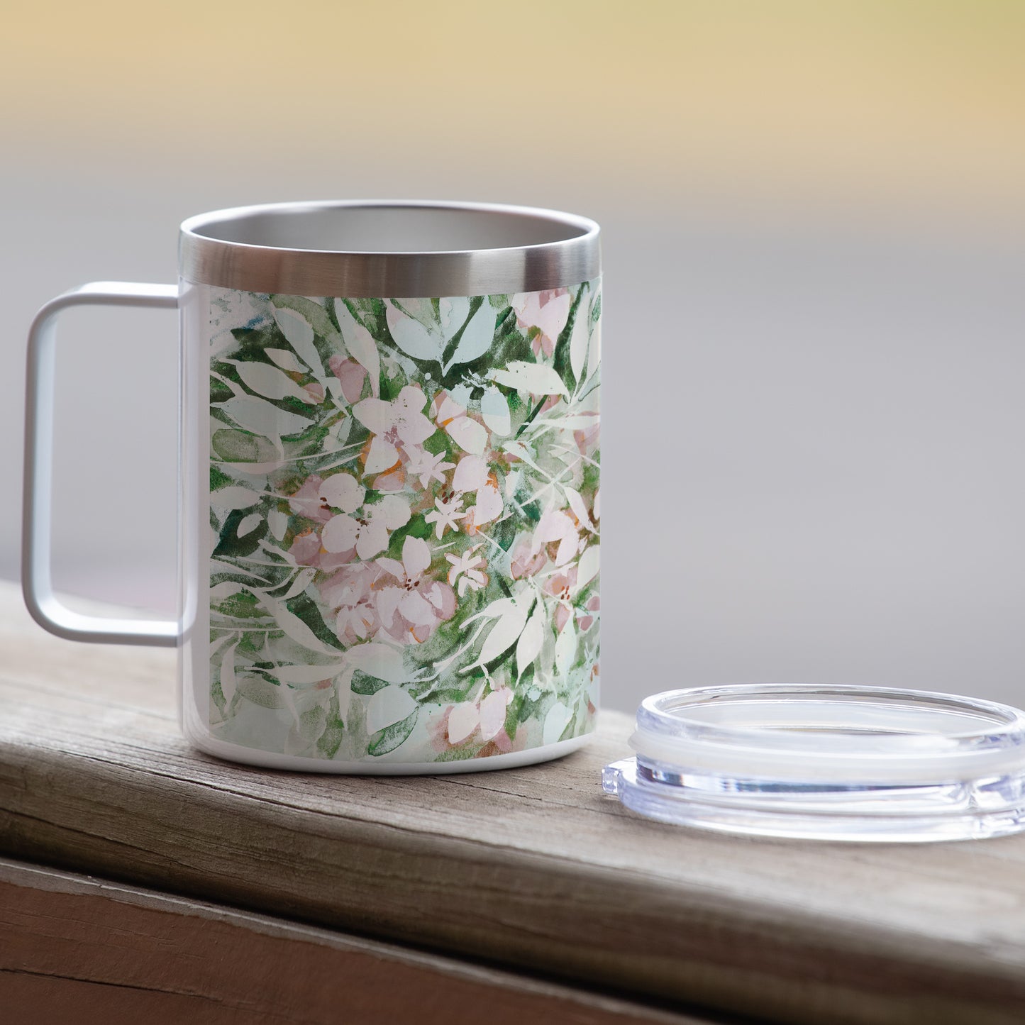 Highland Home Blushing Summer Stainless Steel Travel Mug with Lid 12 oz. Manufactured in the USA
