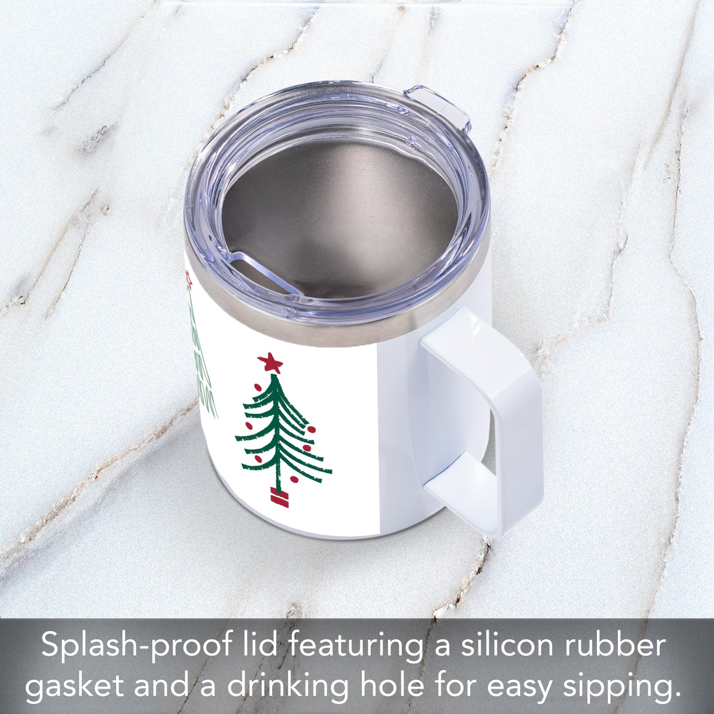 Highland Home Scandinavian Trees Stainless Steel Insulated Travel Mug with Lid 12 oz. Manufactured in the USA
