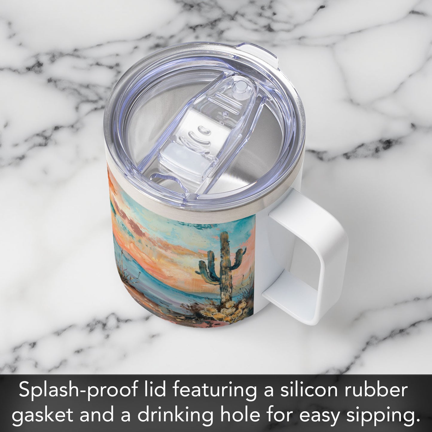 Desert Dream Decorative Stainless Steel Insulated Travel Mug with Lid 12 oz.