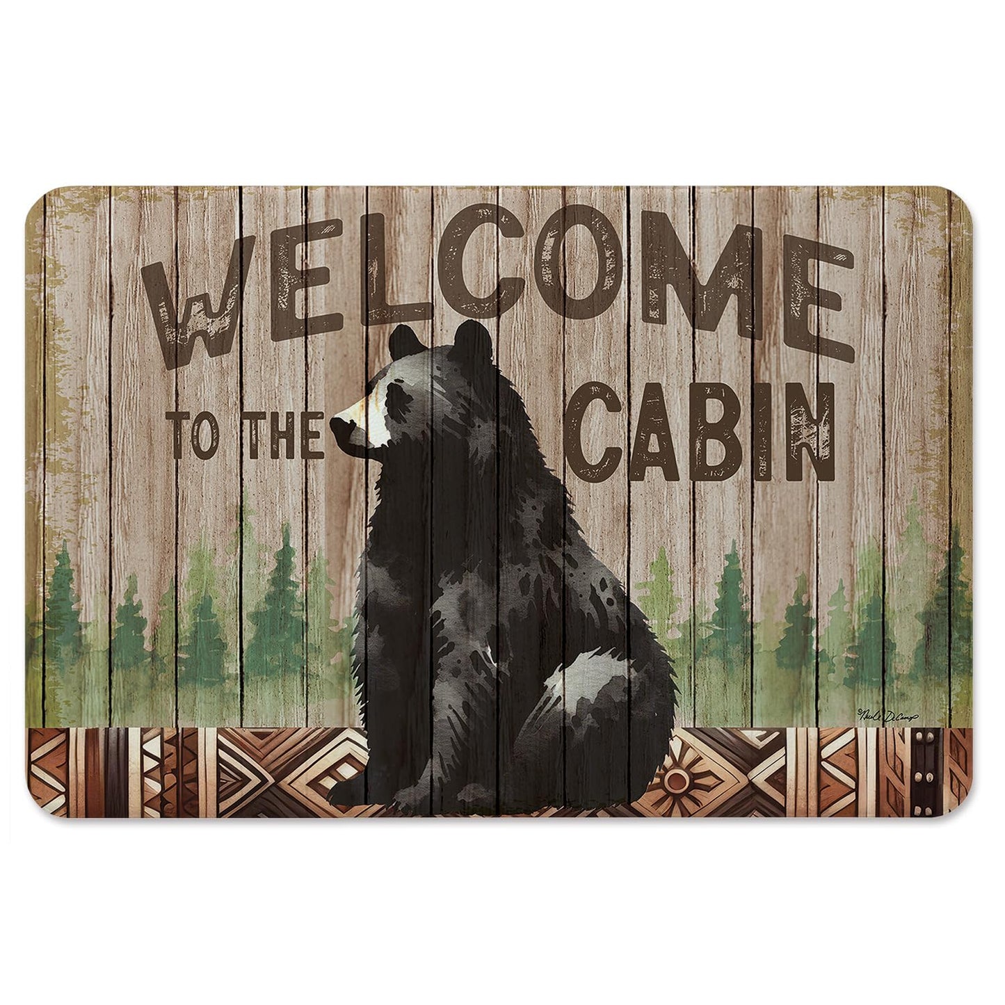 Highland Home Cabin Welcome 30” x 20” Decorative Vinyl Comfort Floor Mat Manufactured in The USA, Waterproof, Easy to Clean