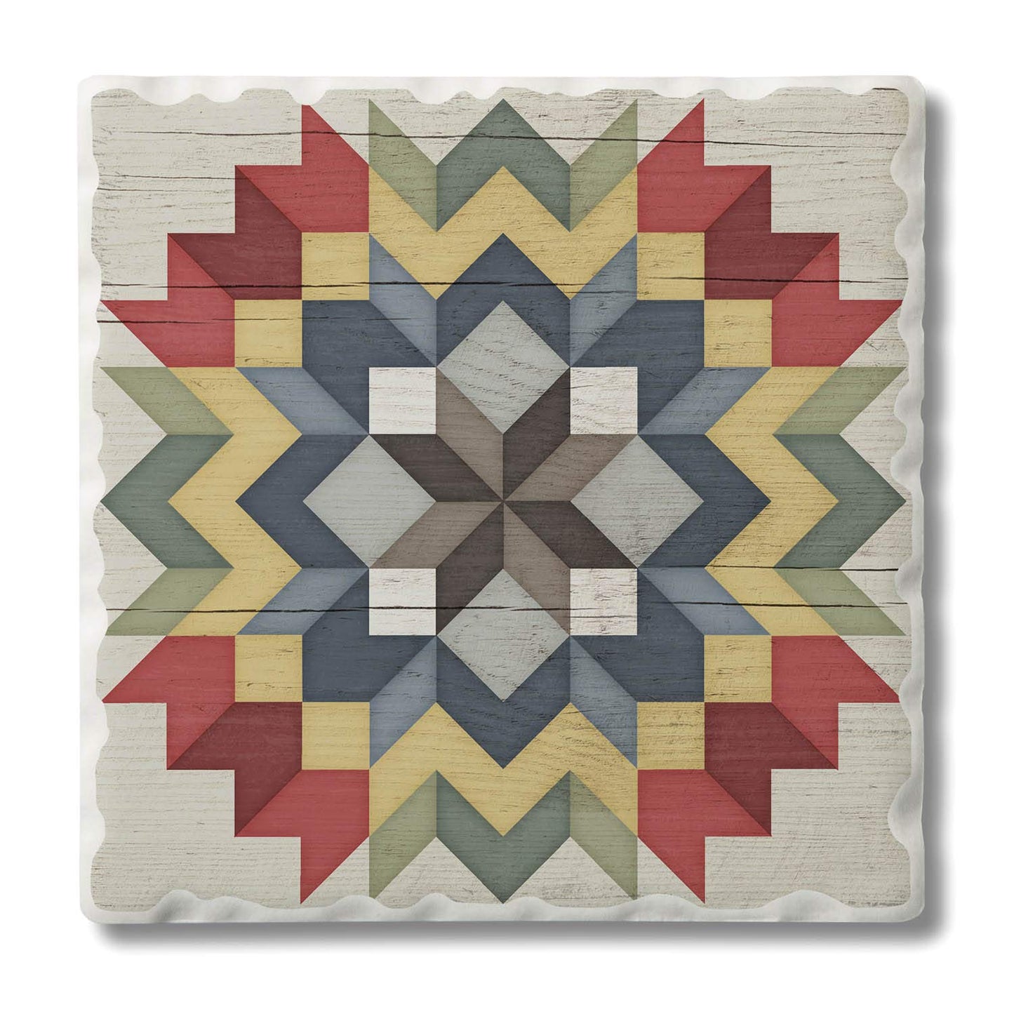 Thirstystone Carpenters Star Single Tumbled Tile Stone Coaster with Protective Cork Backing Manufactured in The USA 4" Square, Colorful, Artistic, Easily Wipes Clean