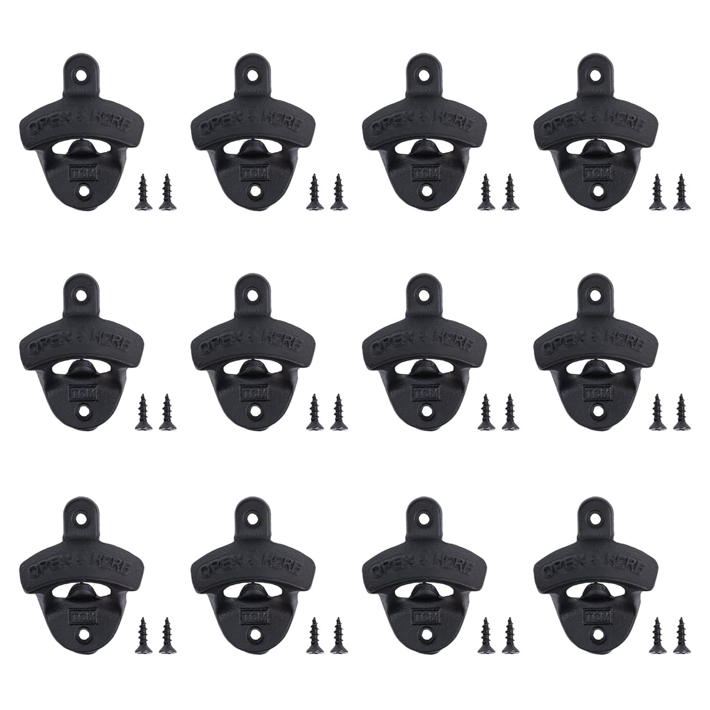 CounterArt Black Cast Iron Bottle Opener 12 Pack Wall Mounted Beer Top Opener Bar Tool Kitchen Tool