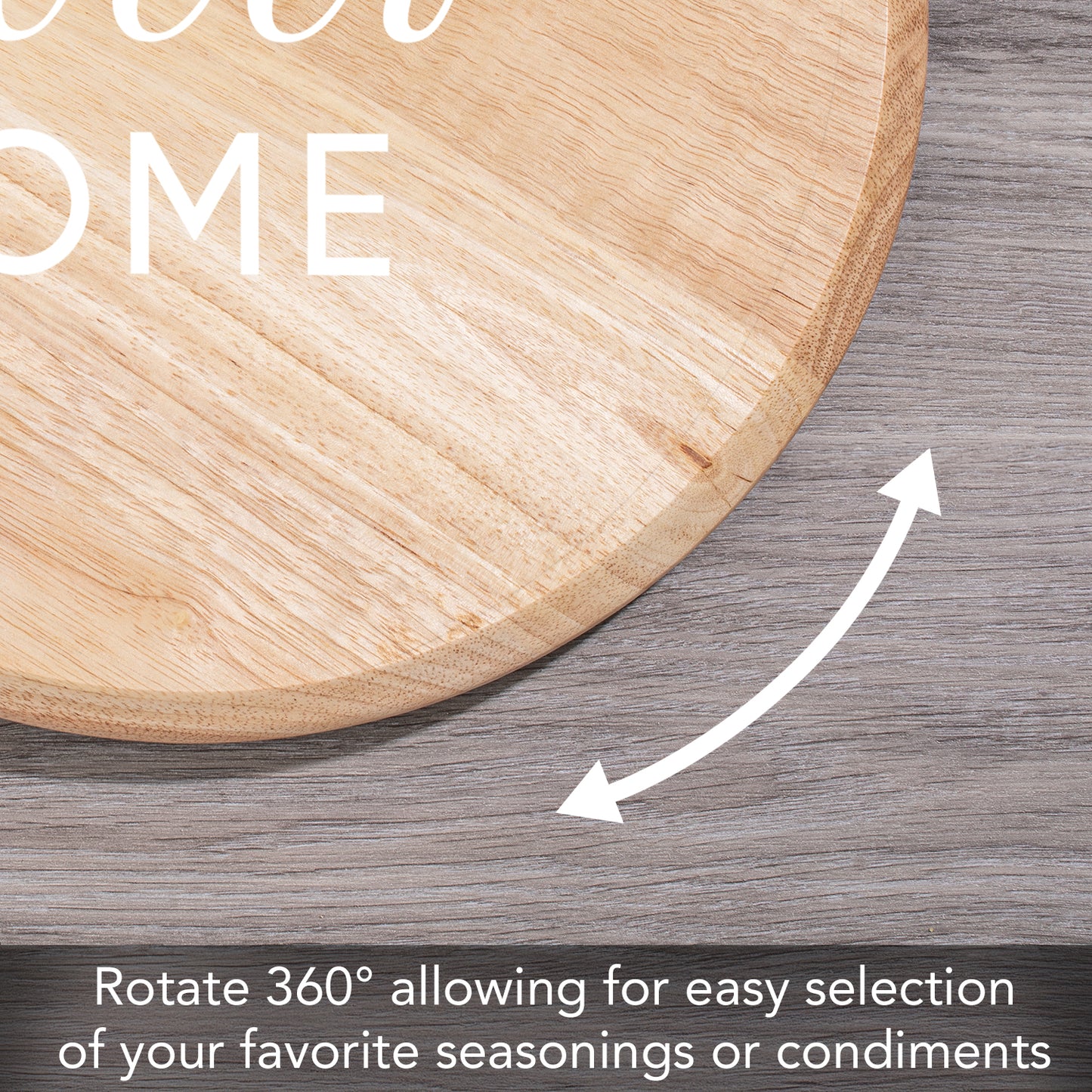 CounterArt Home Sweet Home Wood Lazy Susan Turntable 14" Diameter for Serving Kitchen Organization Condiment Caddy