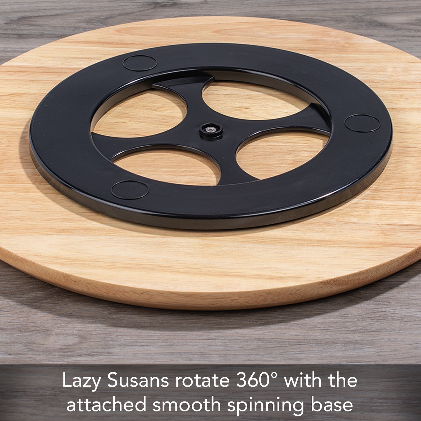 CounterArt Floral Gather Wood Lazy Susan Turntable 14" Diameter for Serving Kitchen Organization Condiment Caddy