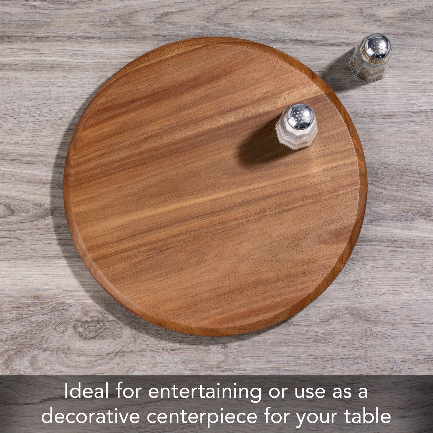 Natural Wood Lazy Susan Turntable 14" Diameter for Serving Kitchen Organization Condiment Caddy