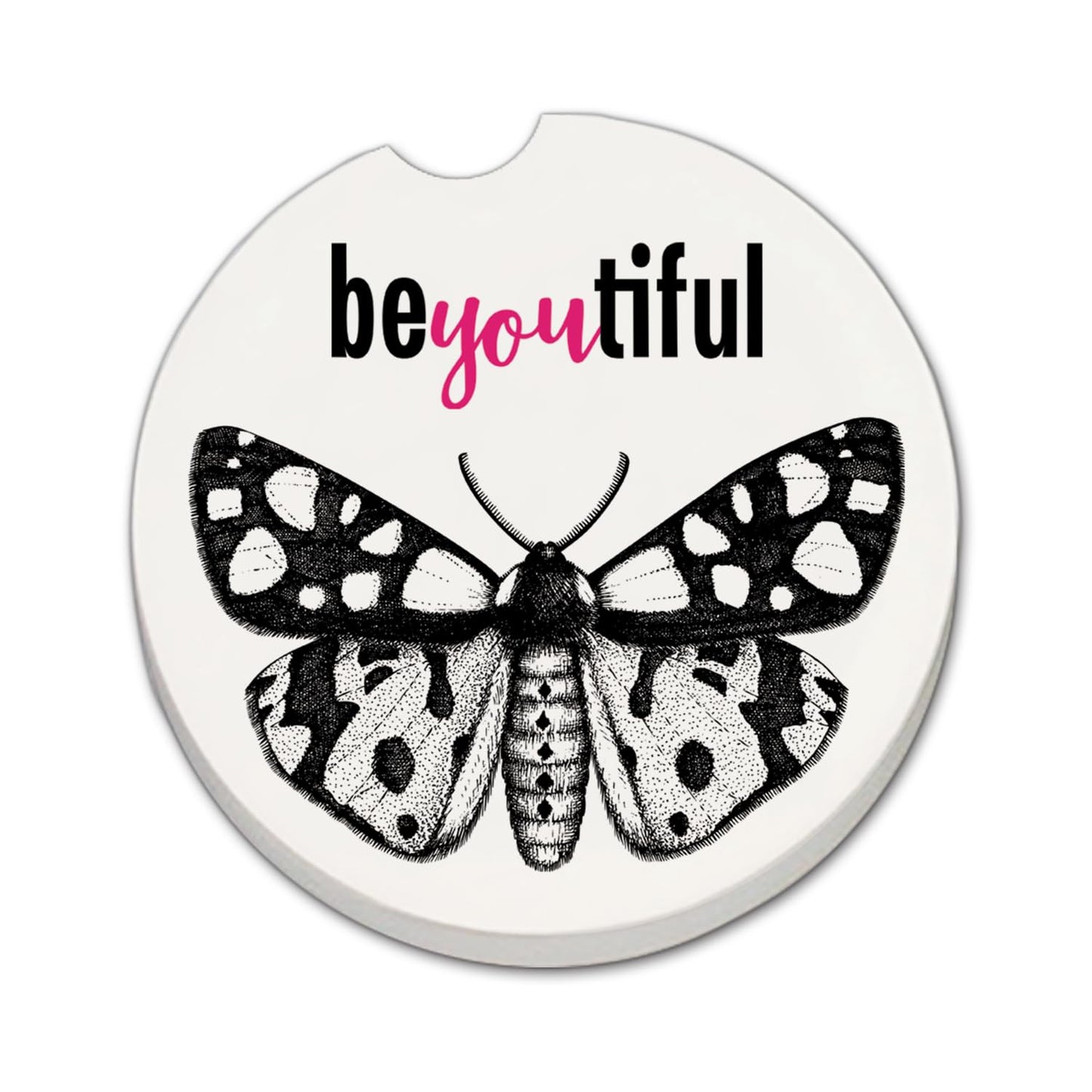 Thirstystone BeYouTiful Single Absorbent Stone Coaster for Vehicle Cup Holder 2.6” Diameter Manufactured in The USA