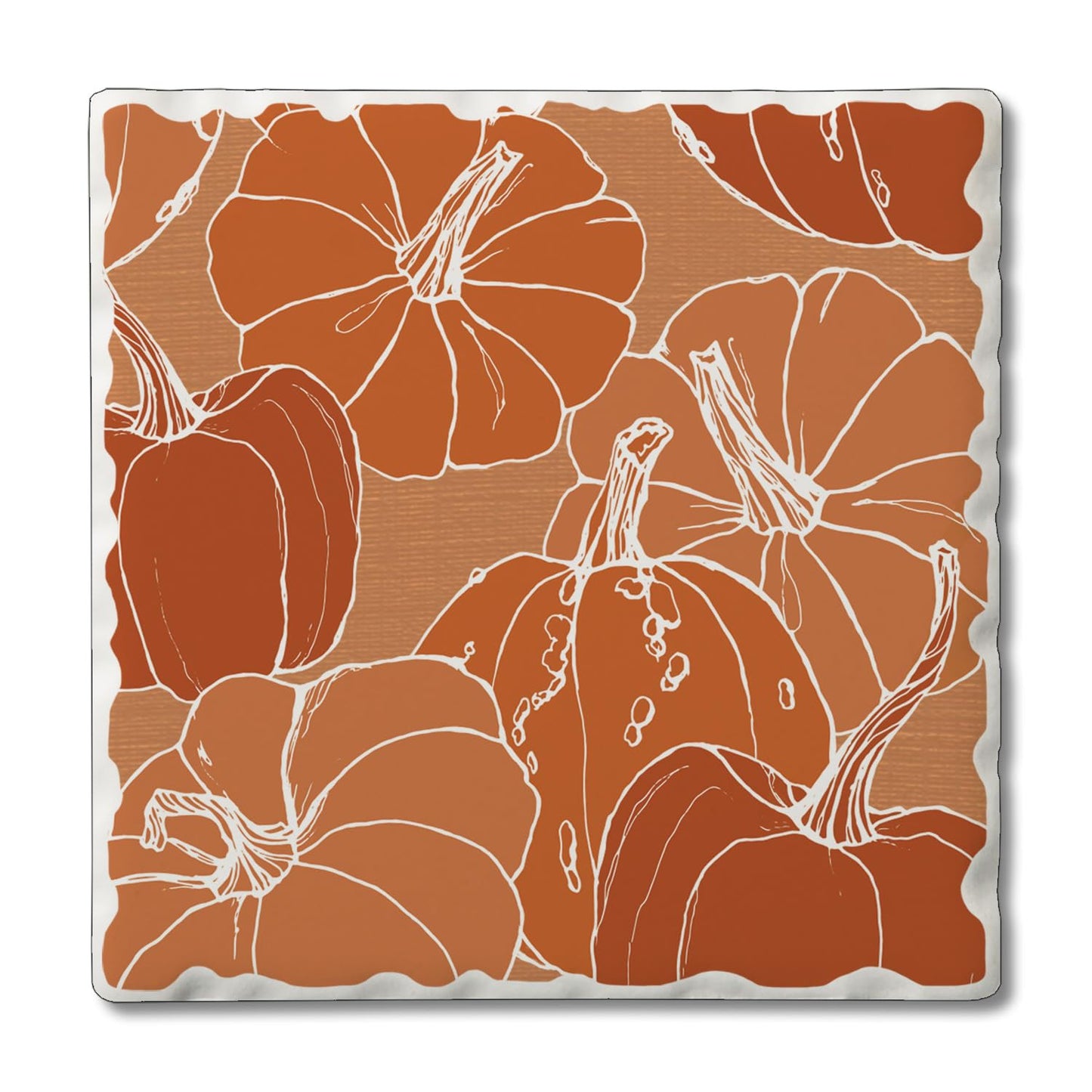 Thirstystone Pumpkins Single Tumbled Tile Stone Coaster with Protective Cork Backing Manufactured in The USA 4" Square, Colorful, Artistiic, Easily Wipes Clean