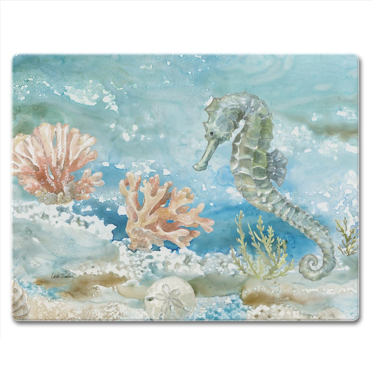 CounterArt Seahorse 3mm Tempered Glass Cutting Board 10” x 8” Manufactured in the USA