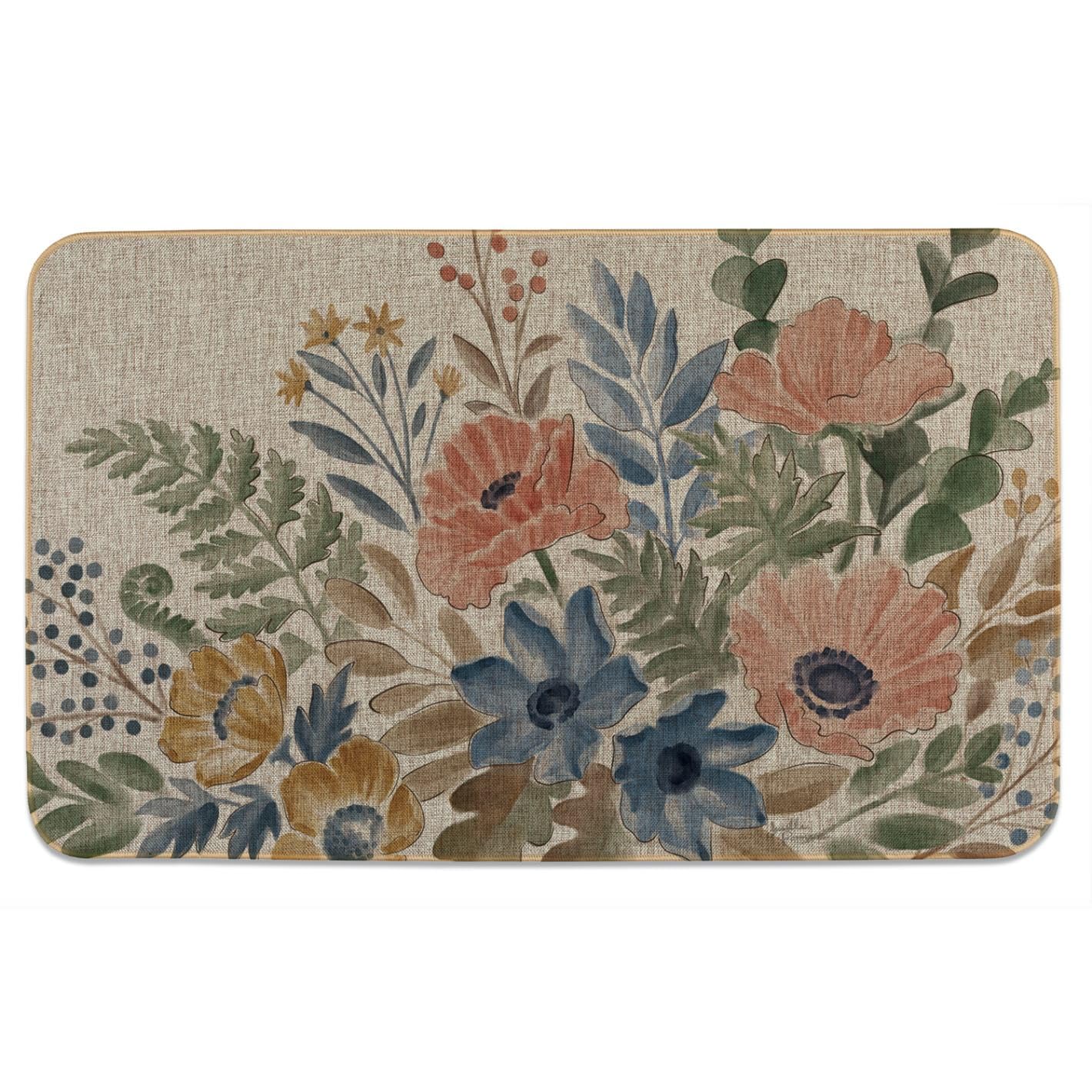 Highland Home Botanical Blends Indoor/Outdoor Natural Linen Look Floor Mat with Recycled Rubber Back Manufactured in The USA 29.5” x 17.75”
