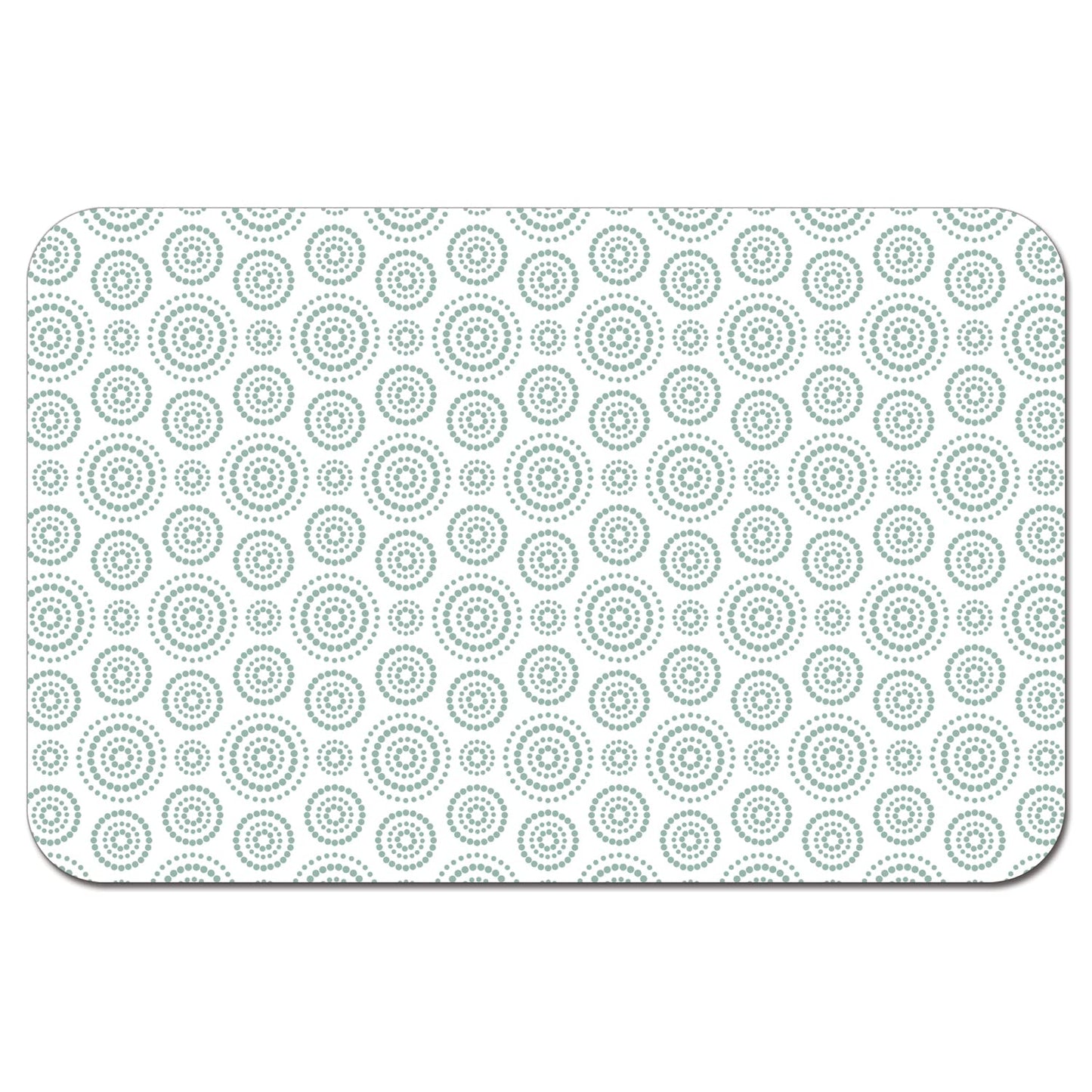 CounterArt Dots & Circles Easy Care Waterproof Pet Feeding Mat 17.13” x 11.25” Made in The USA of BPA Free Plastic, Safe for Pets, Protects Floors from Scratches Stains & Spills