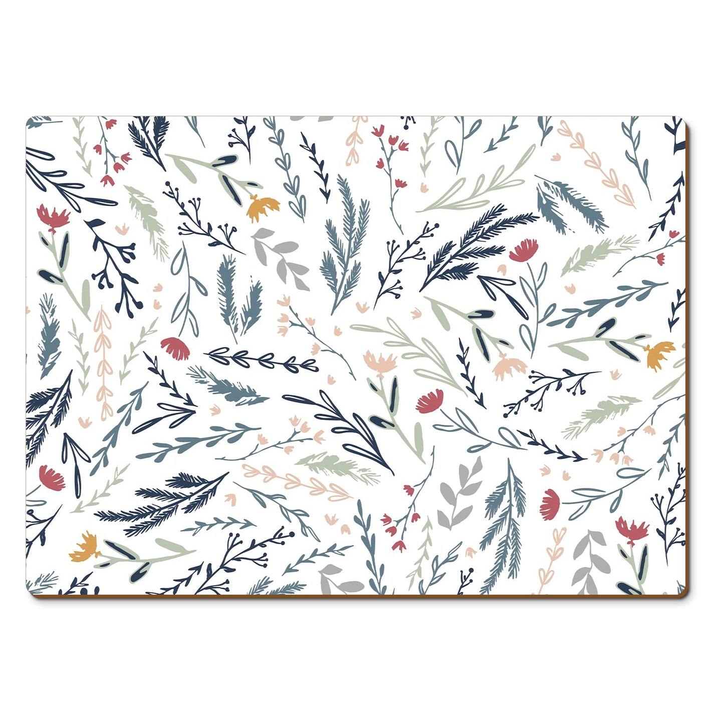 CounterArt Meadow Field Premium Decorative Hardboard Tabletop Placemats 4-Pack Manufactured in The USA Heat Tolerant and Easily Wipes Clean