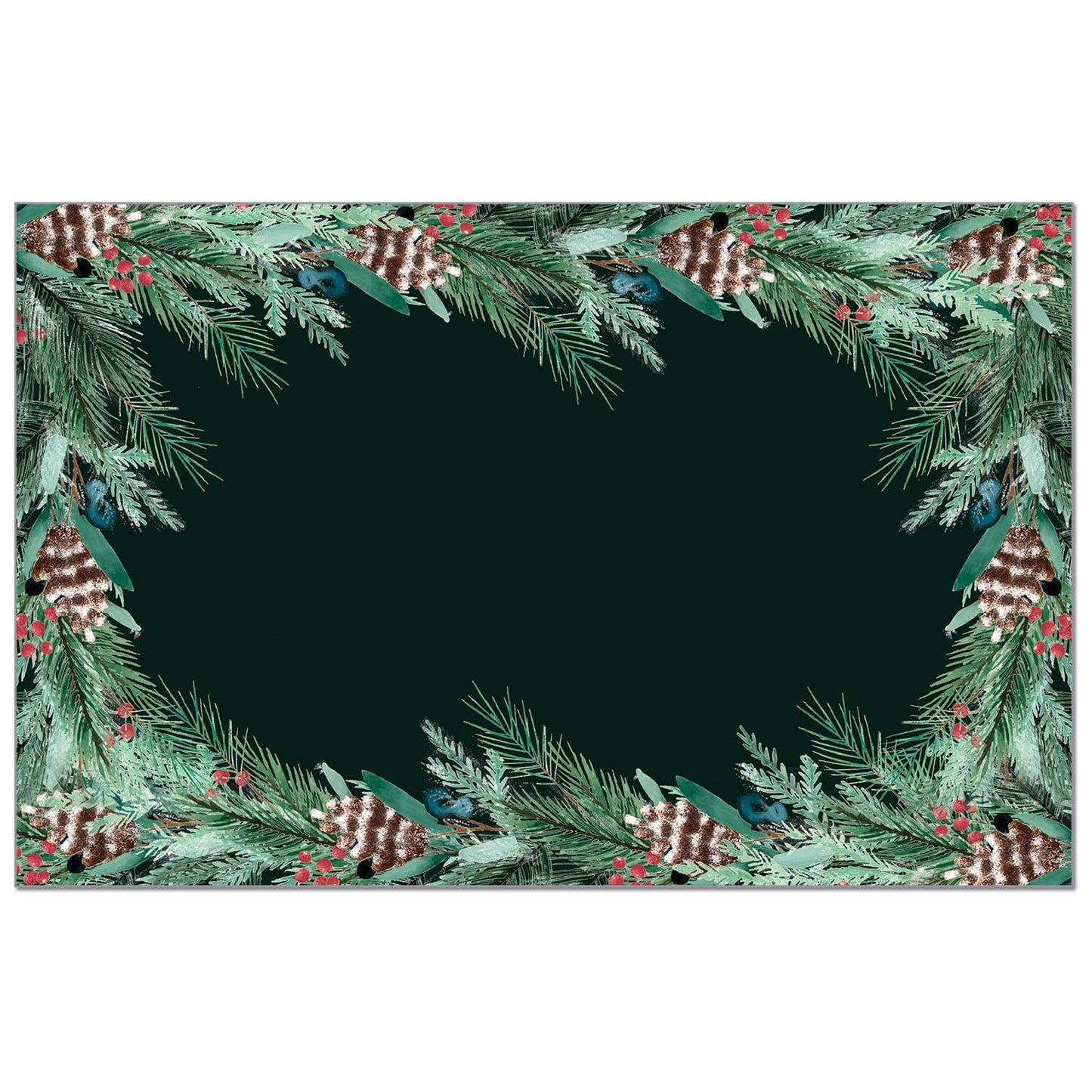 CounterArt Green Garland 24 Premium Paper Placemats in Resealable Storage Bag Made in The USA