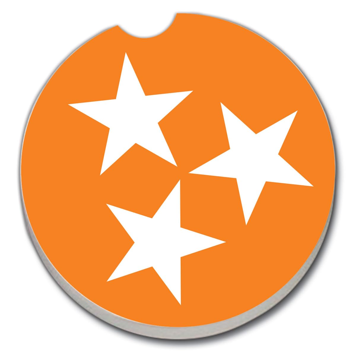 CounterArt Tennessee Tri-Star Single Absorbnent Stone Coaster for Vehicle Cup Holder 2.6” Diameter Manufactured in The USA