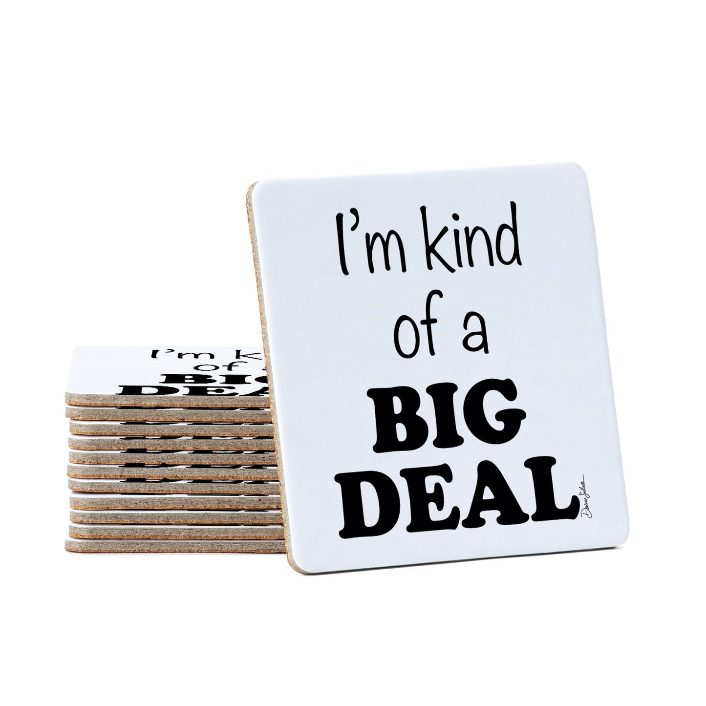 Thirstystone Big Deal 12-Pack Cork Back Paper Bar Coasters Made in The USA Humourous Quotes Attractive Designs