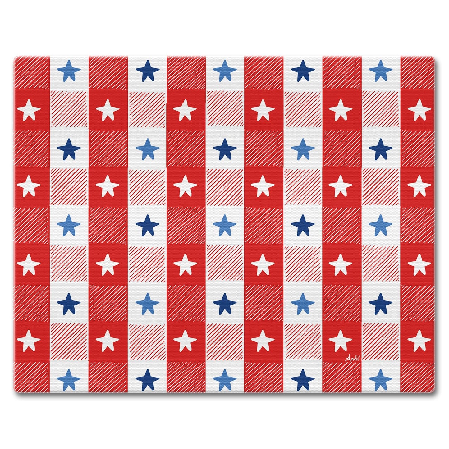 CounterArt Patriotic Picnic 3mm Tempered Glass Cutting Board 15” x 12” Manufactured in the USA