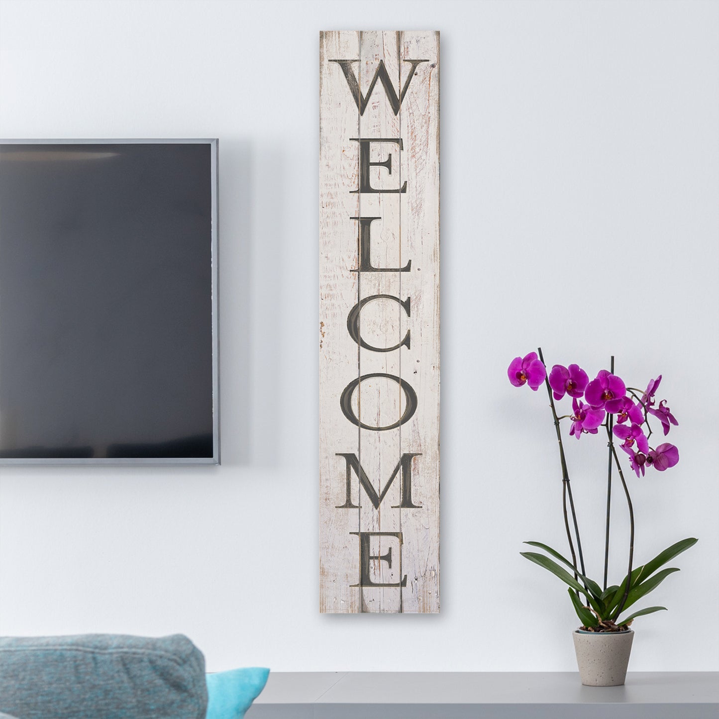 Highland Home "Welcome" Vertical Decorative Indoor/Outdoor Pallet Wood Sign 36" by 7.5" Made in the USA