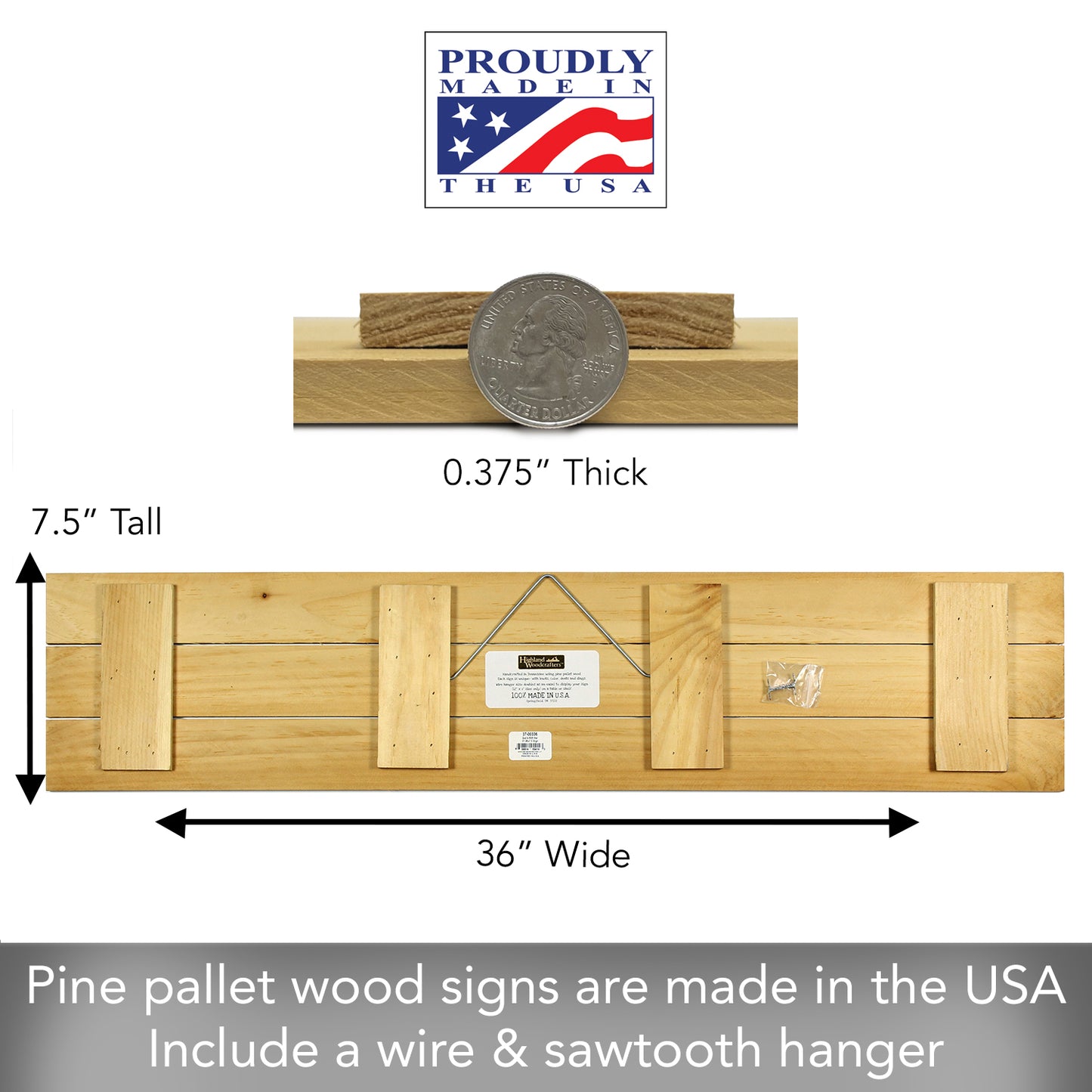 Highland Home "This Is Us Our Life Our Story Our Home" Decorative Indoor/Outdoor Pallet Wood Sign 36" by 7.5" Made in the USA