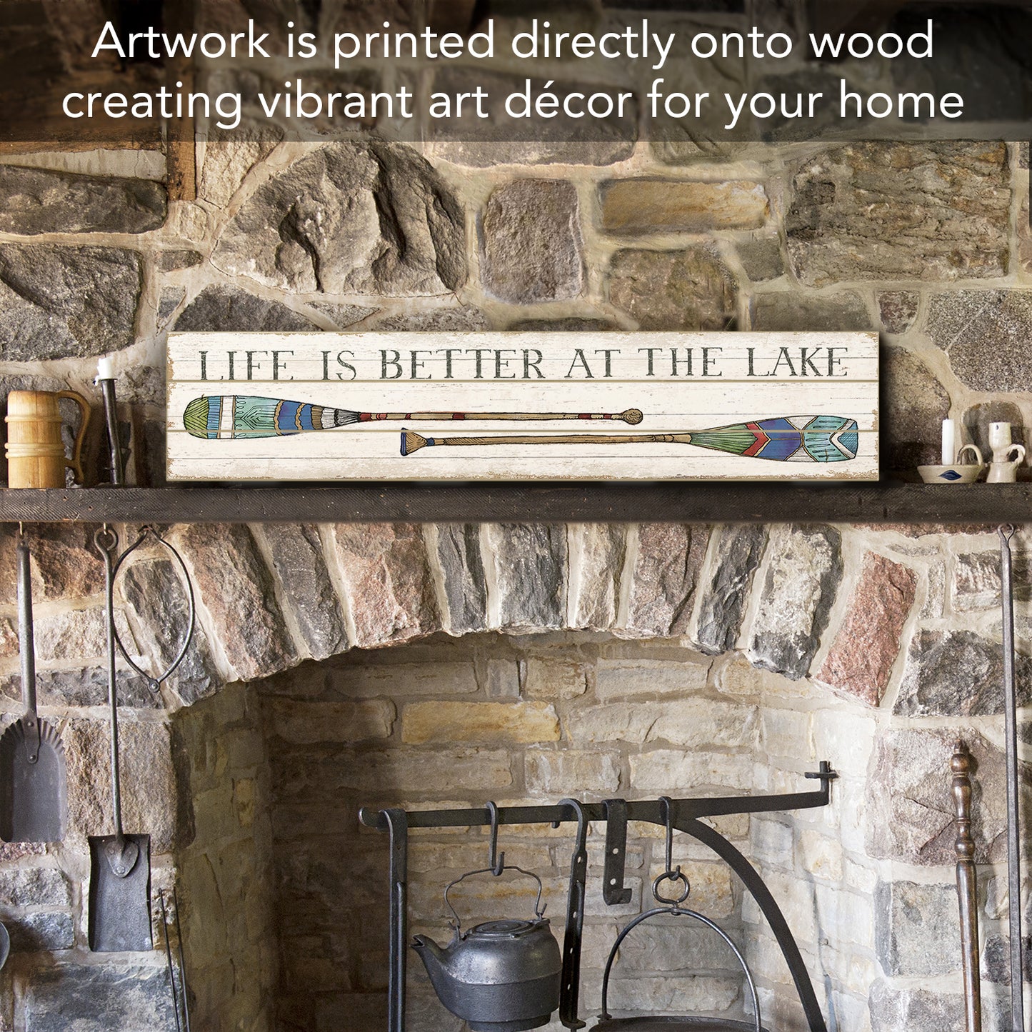 Highland Home "Life Is Better At The Lake" Decorative Indoor/Outdoor Pallet Wood Sign 36" by 7.5" Made in the USA