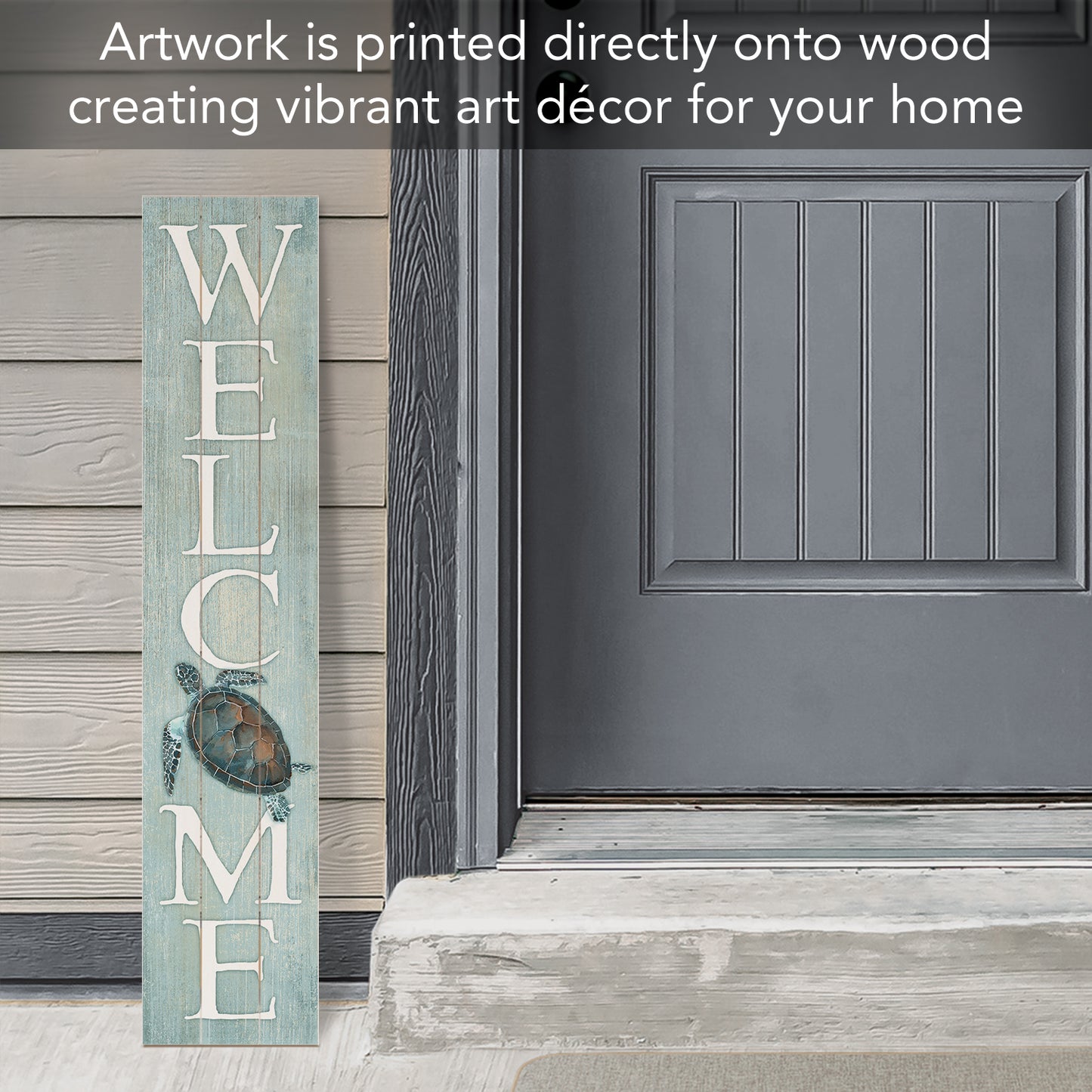 CounterArt "Welcome Sea Turtle" Vertical Decorative Indoor/Outdoor Pallet Wood Sign 36" by 7.5" Made in the USA