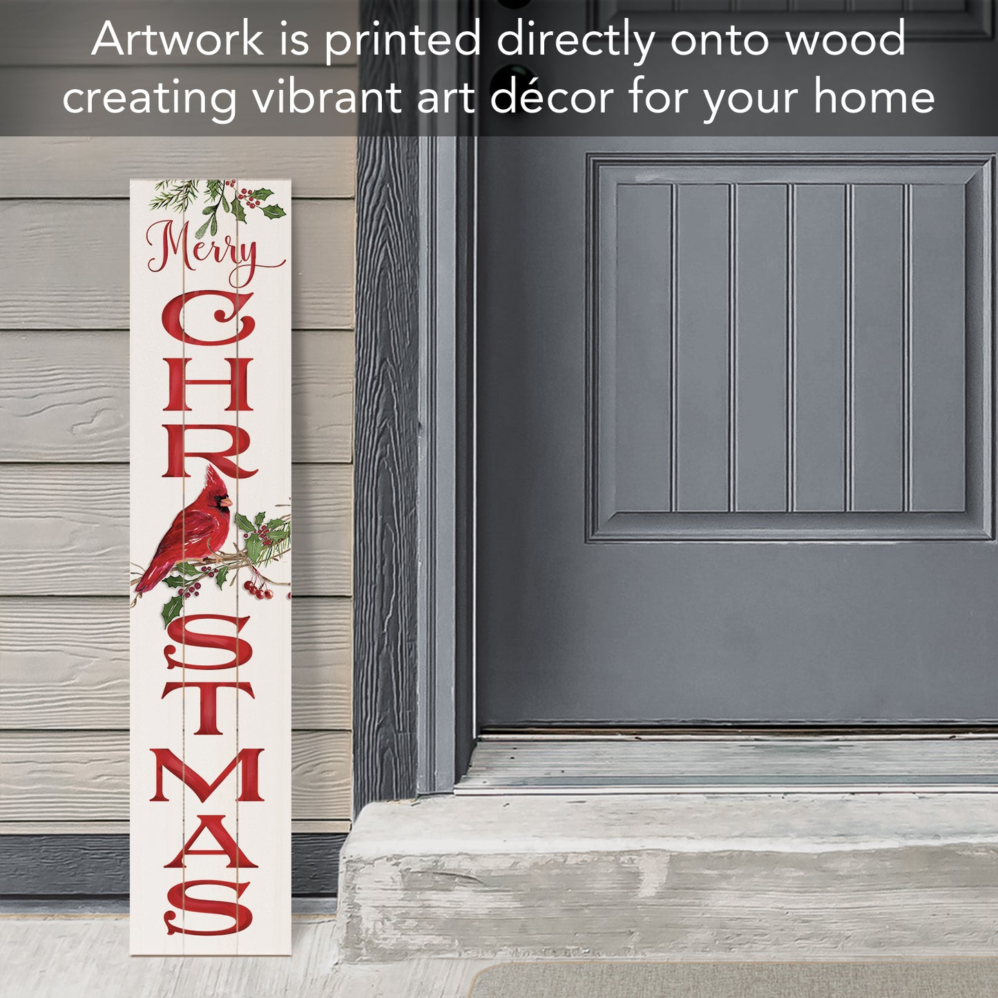 CounterArt "Christmas Cardinal" Vertical Decorative Indoor/Outdoor Pallet Wood Sign 36" by 7.5" Made in the USA