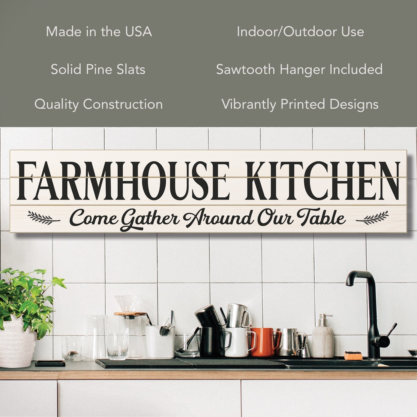CounterArt Farmhouse Kitchen Horizontal Decorative Indoor/Outdoor Pallet Wood Sign 36" by 7.5" Made in the USA