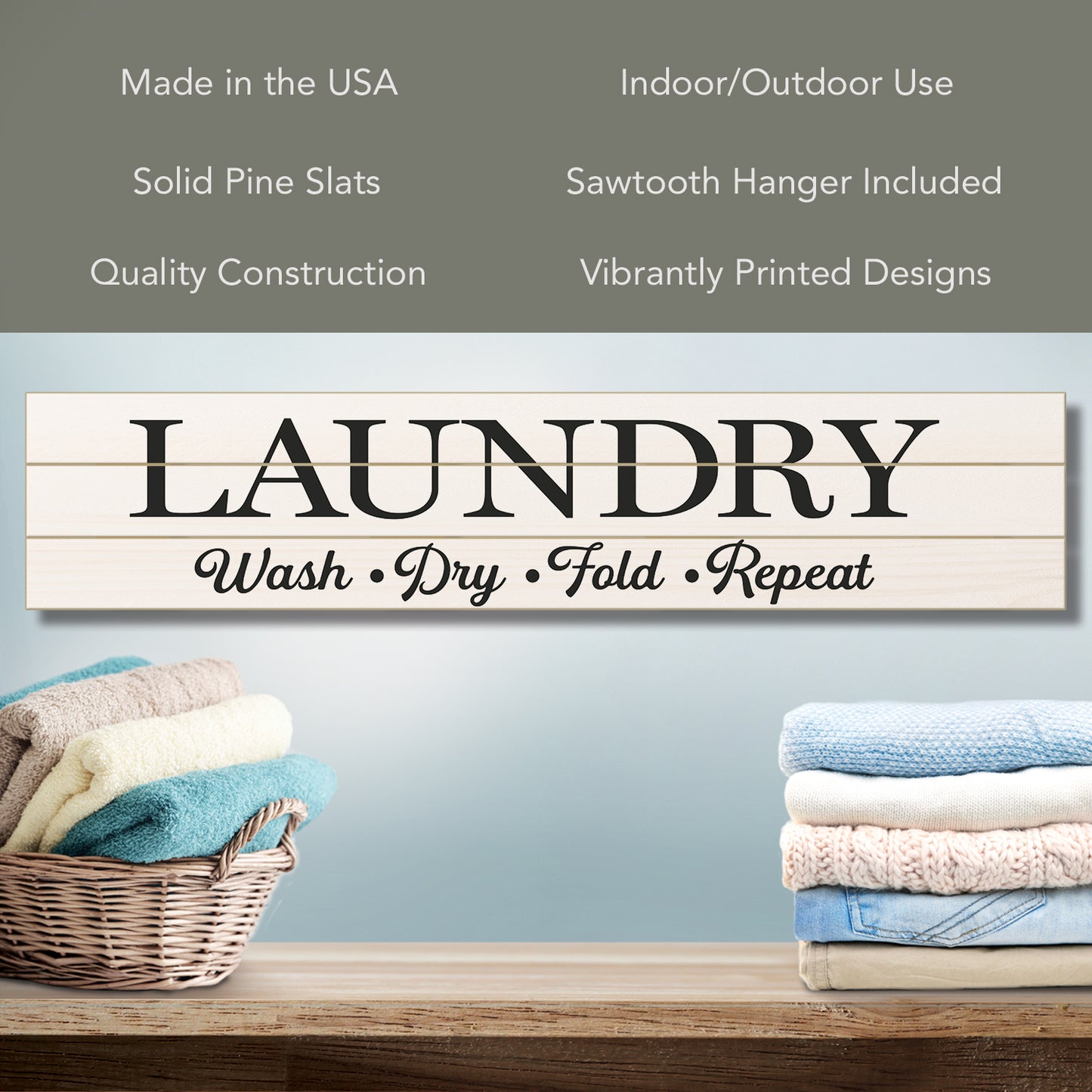 Laundry Rules Horizontal Decorative Indoor/Outdoor Pallet Wood Sign 36" by 7.5"