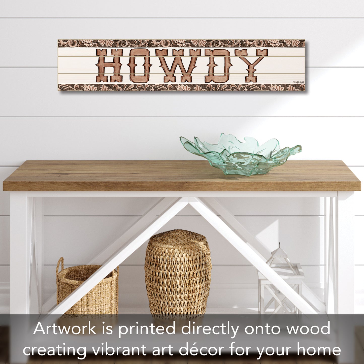 Highland Home Howdy Vertical Decorative Indoor/Outdoor Pallet Wood Sign 36" by 7.5" Made in the USA