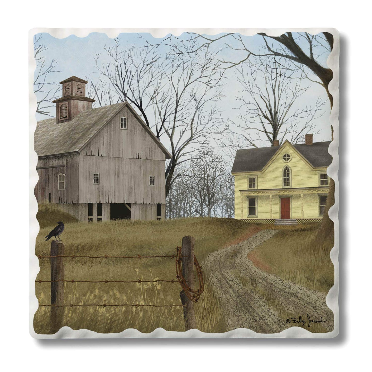 Thirstystone Homeward Single Tumbled Tile Stone Coaster with Protective Cork Backing Manufactured in The USA 4" Square, Artistic, Easily Wipes Clean