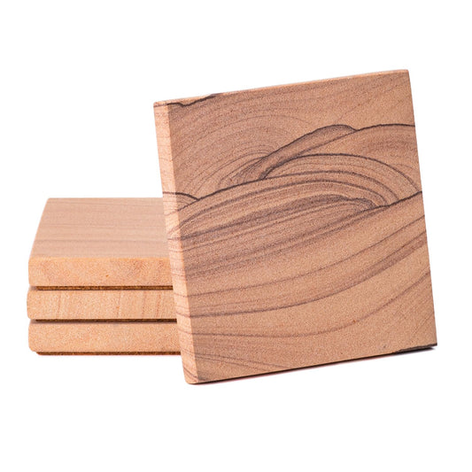 Thirstystone Cinnabar Natural Sandstone Coaster 4 Pack with Protective Cork Backing