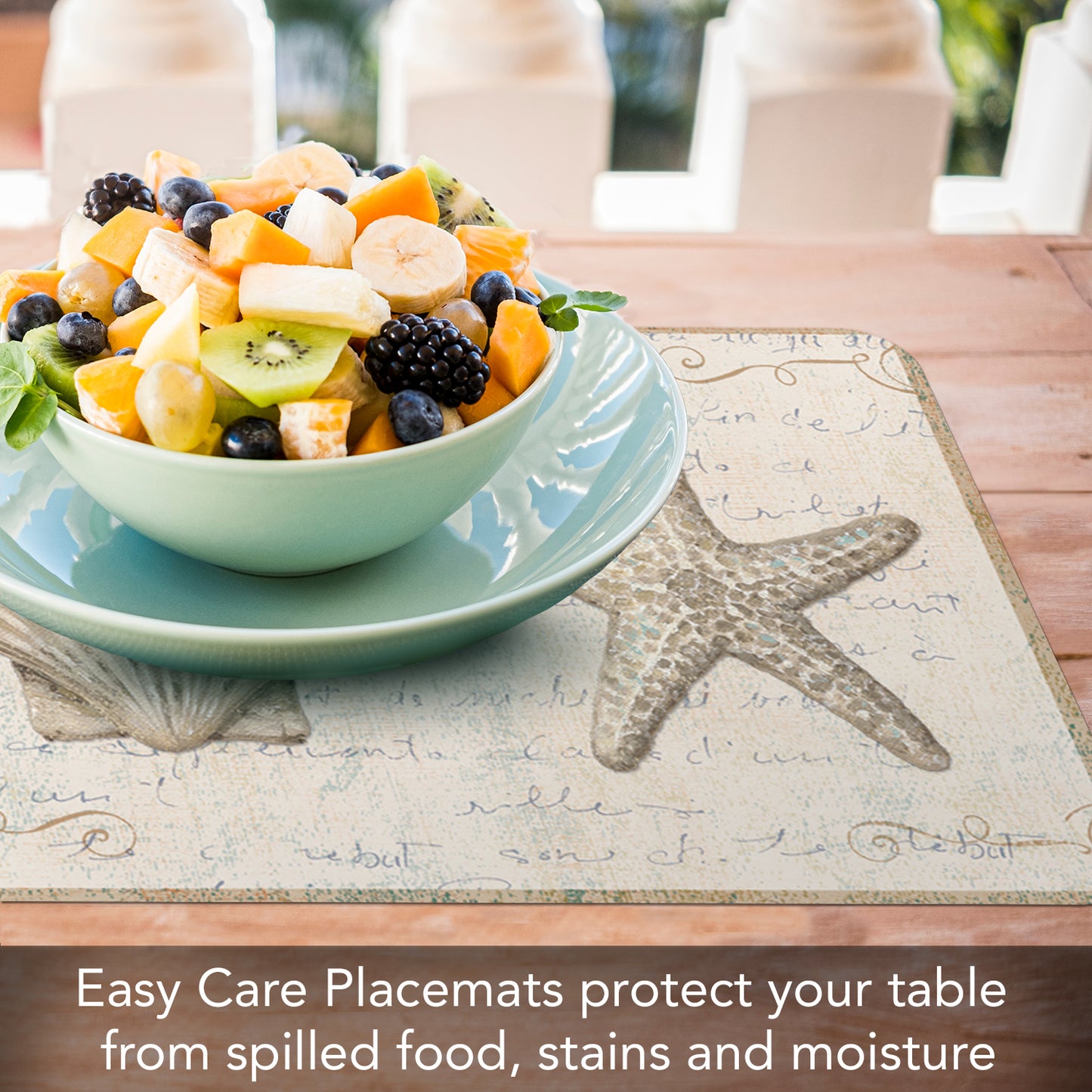 CounterArt Coastal Beauty 4 Pack Reversible Easy Care Flexible Placemats Made in the USA