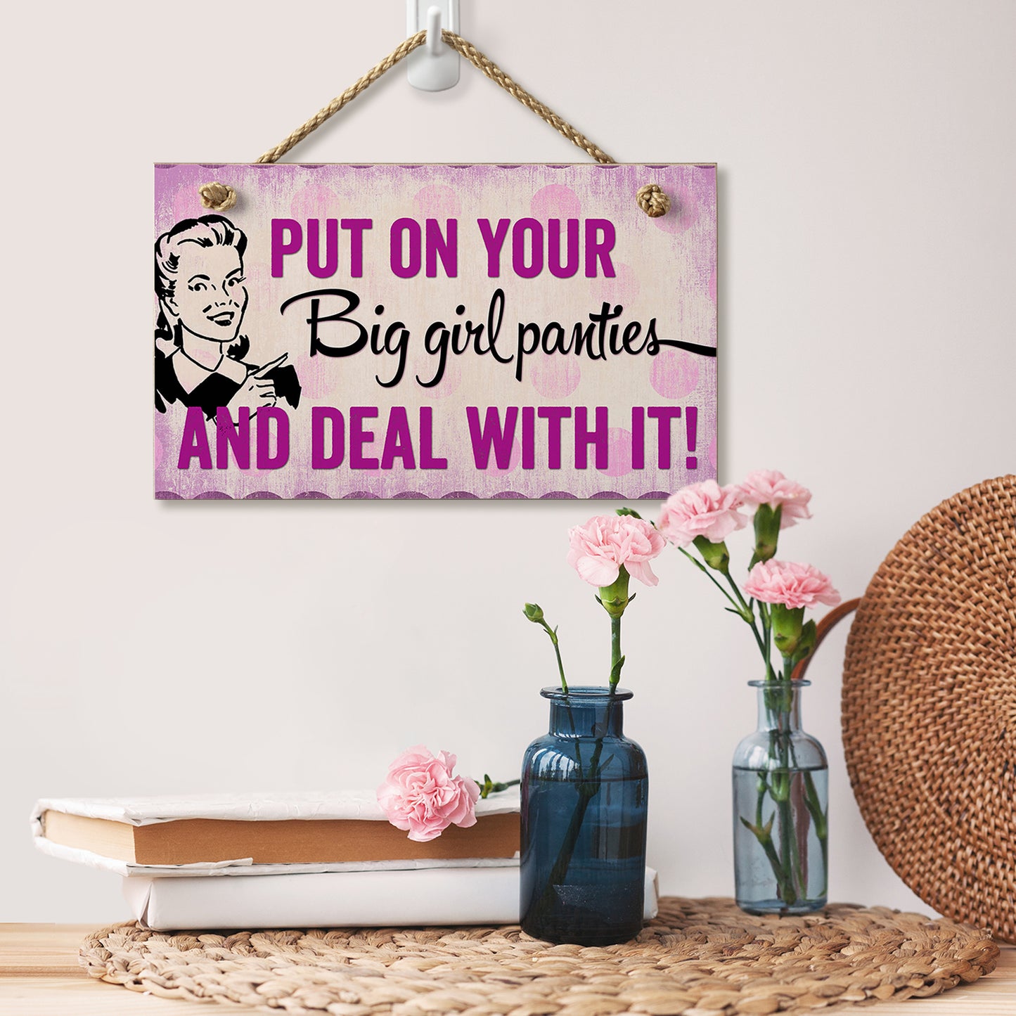 Big Girl Panties Decorative Hanging Wood Wall Sign 9.5” x 5.75” Made in the USA