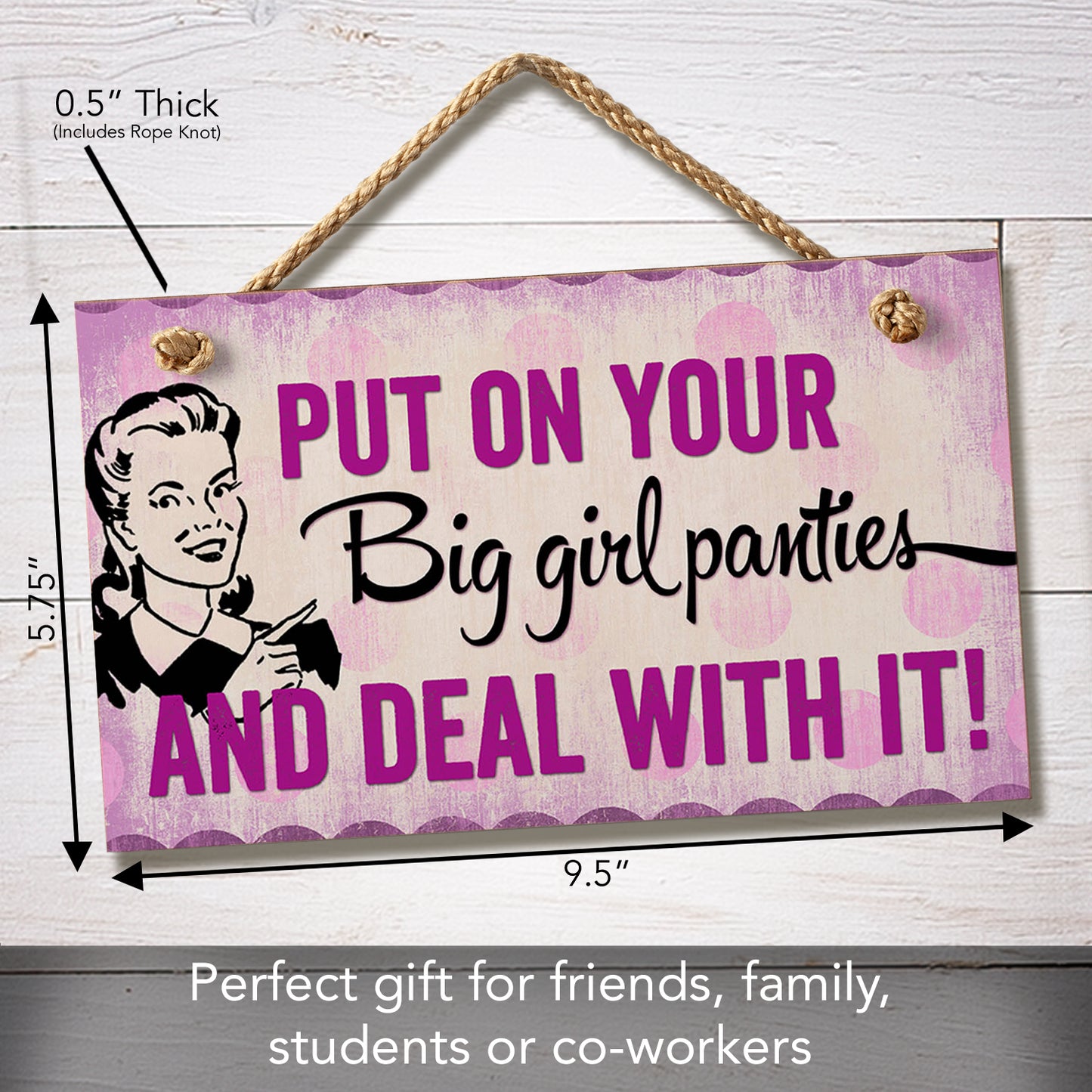 Big Girl Panties Decorative Hanging Wood Wall Sign 9.5” x 5.75” Made in the USA