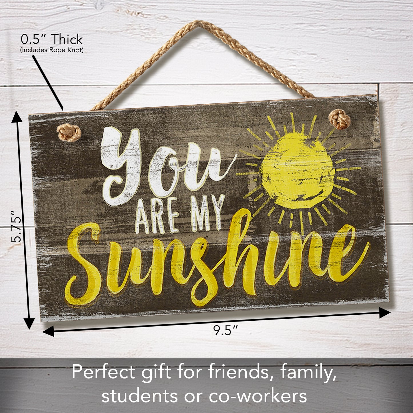 Highland Home You Are My Sunshine Decorative Hanging Wood Wall Sign 9.5” x 5.75” Made in the USA Features Braided Rope Hanger