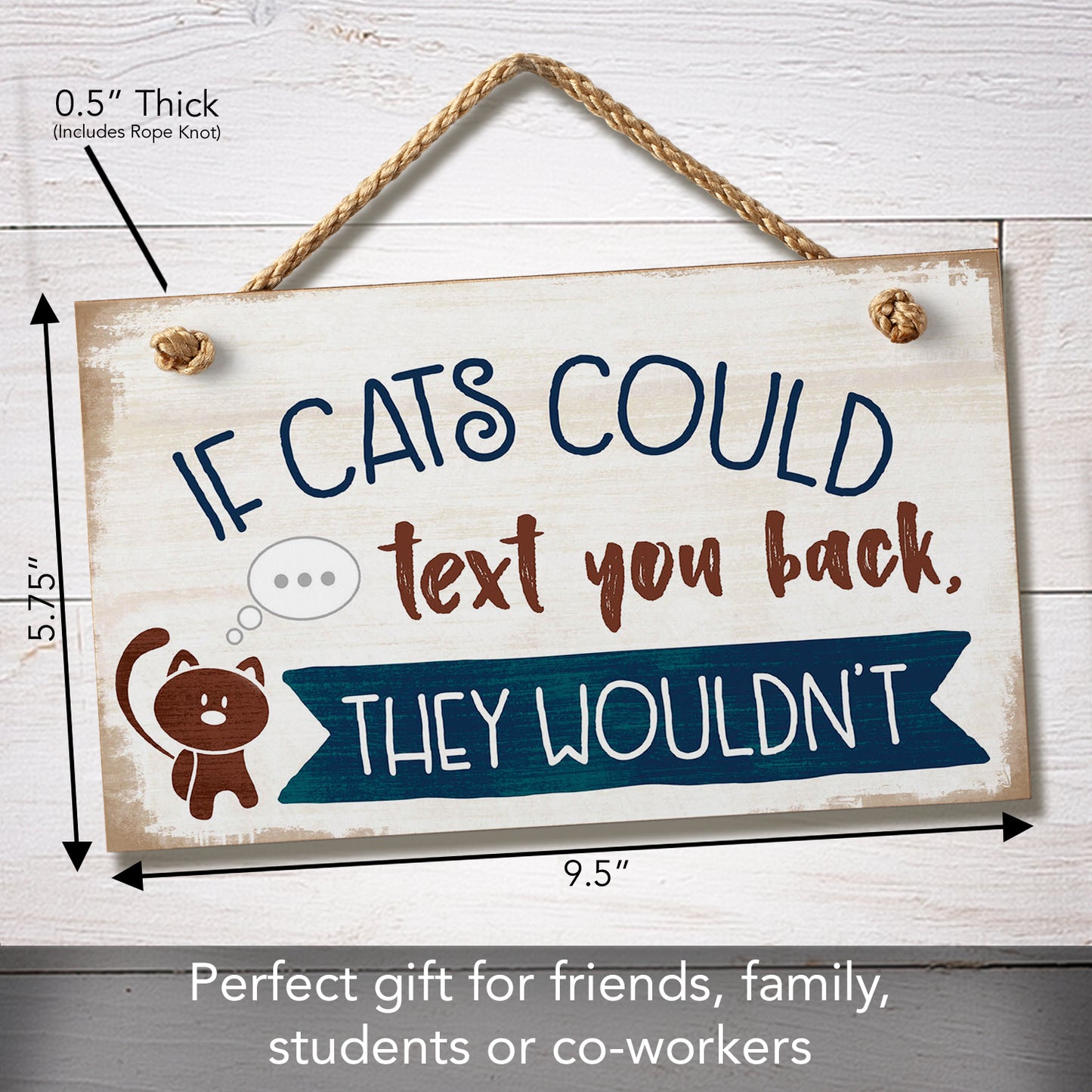 Highland Woodcrafters CounterArt If Cats Could Text Humorous Hanging Wood Wall Sign 9.5” by 5.75” Made in the USA Features Braided Rope Hanger