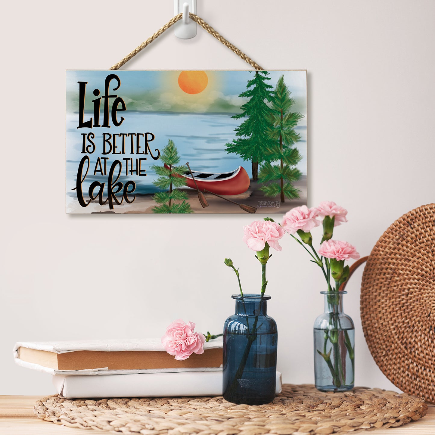 Life Is Better at the Lake Decorative Hanging Wood Wall Sign 9.5” by 5.75” Made in the USA