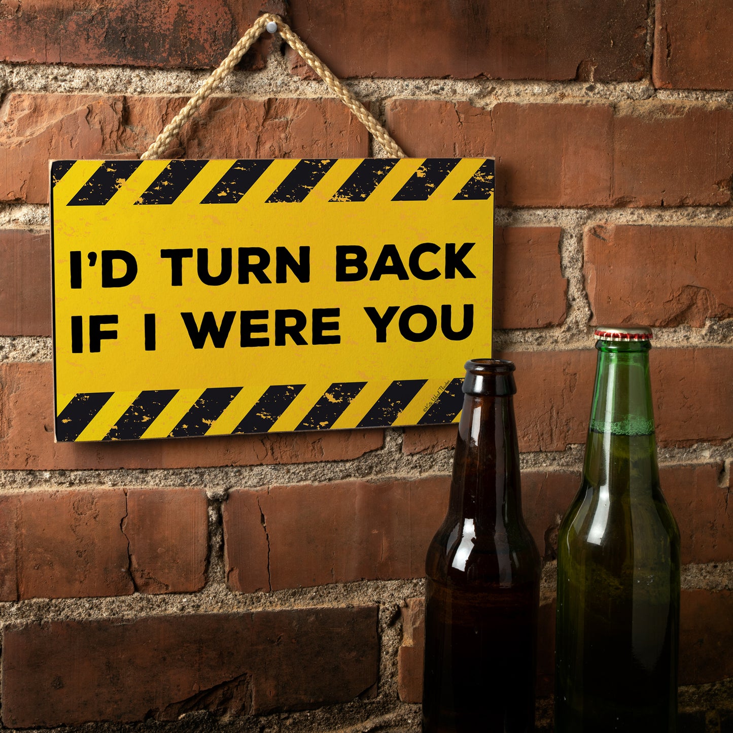 CounterArt I'd Turn Back Decorative Hanging Wood Wall Sign 9.5” by 5.75” Made in the USA Features Braided Rope Hanger